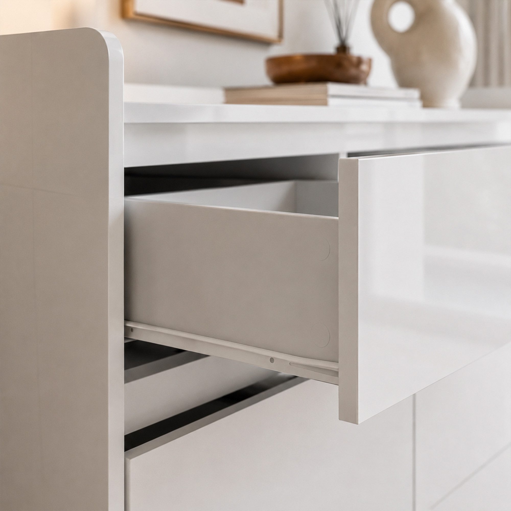 FUFU&GAGA Kommode Weiß PET Hochglanz Serie, 80-180 cm breit, Kommode Modern – Bild 5 von 5