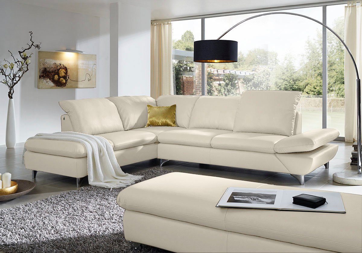 W.SCHILLIG Ecksofa Taoo, elegant und zeitlos, bequem, L-Form, Breite 296cm, mit Sitziefenverstellung & Kopfteilverstellung