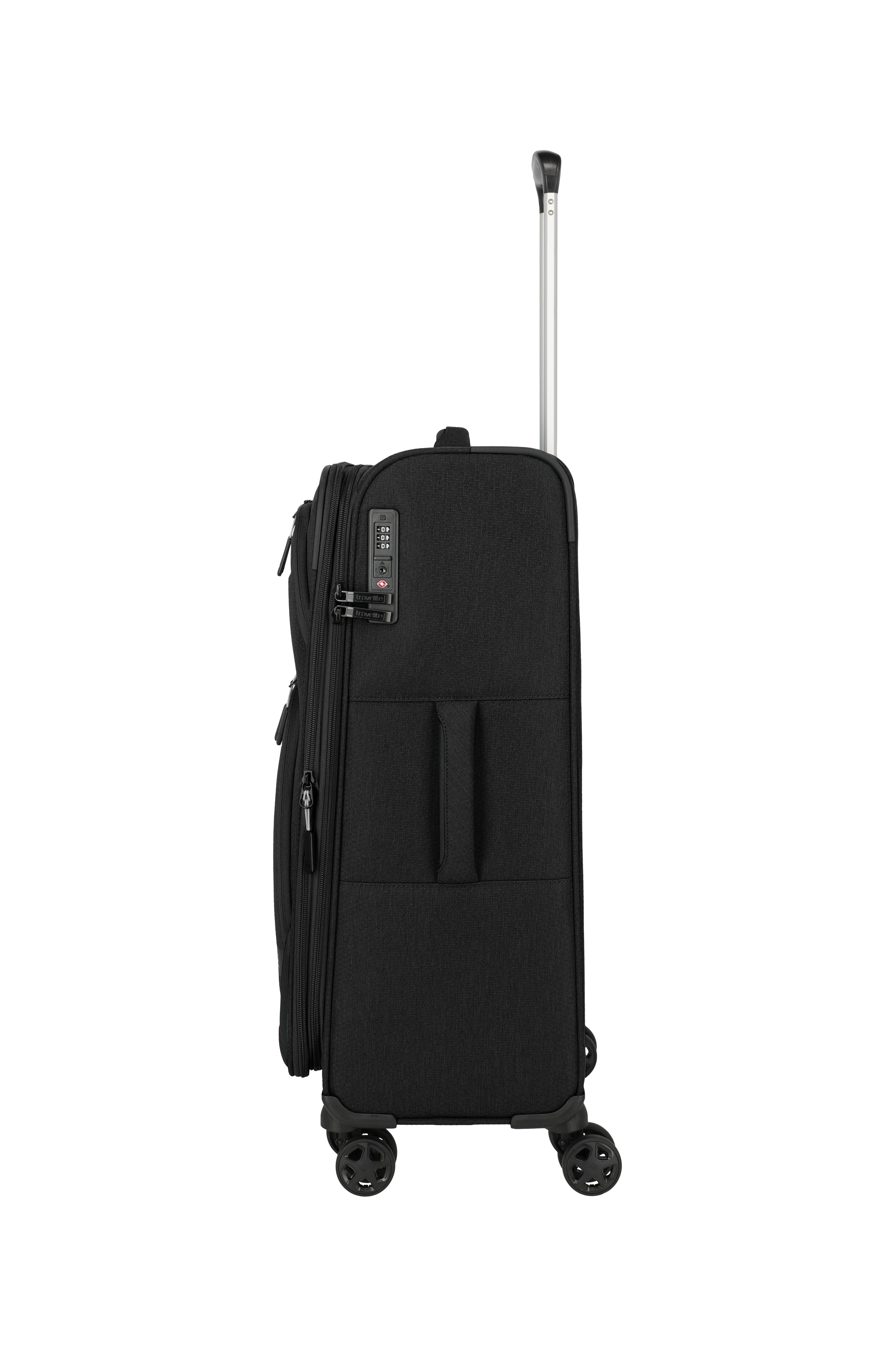 travelite Trolley KICK OFF Reisekoffer, 4 Rollen, 4 Doppelrollen, Außentaschen und Packgurte – leicht und robust