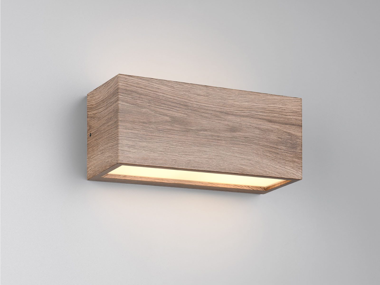 TRIO Leuchten LED Außen-Wandleuchte, LED wechselbar, Warmweiß, Außenleuchte Haus-Wand, Fassadenbeleuchtung in Holzoptik, Breite 25cm