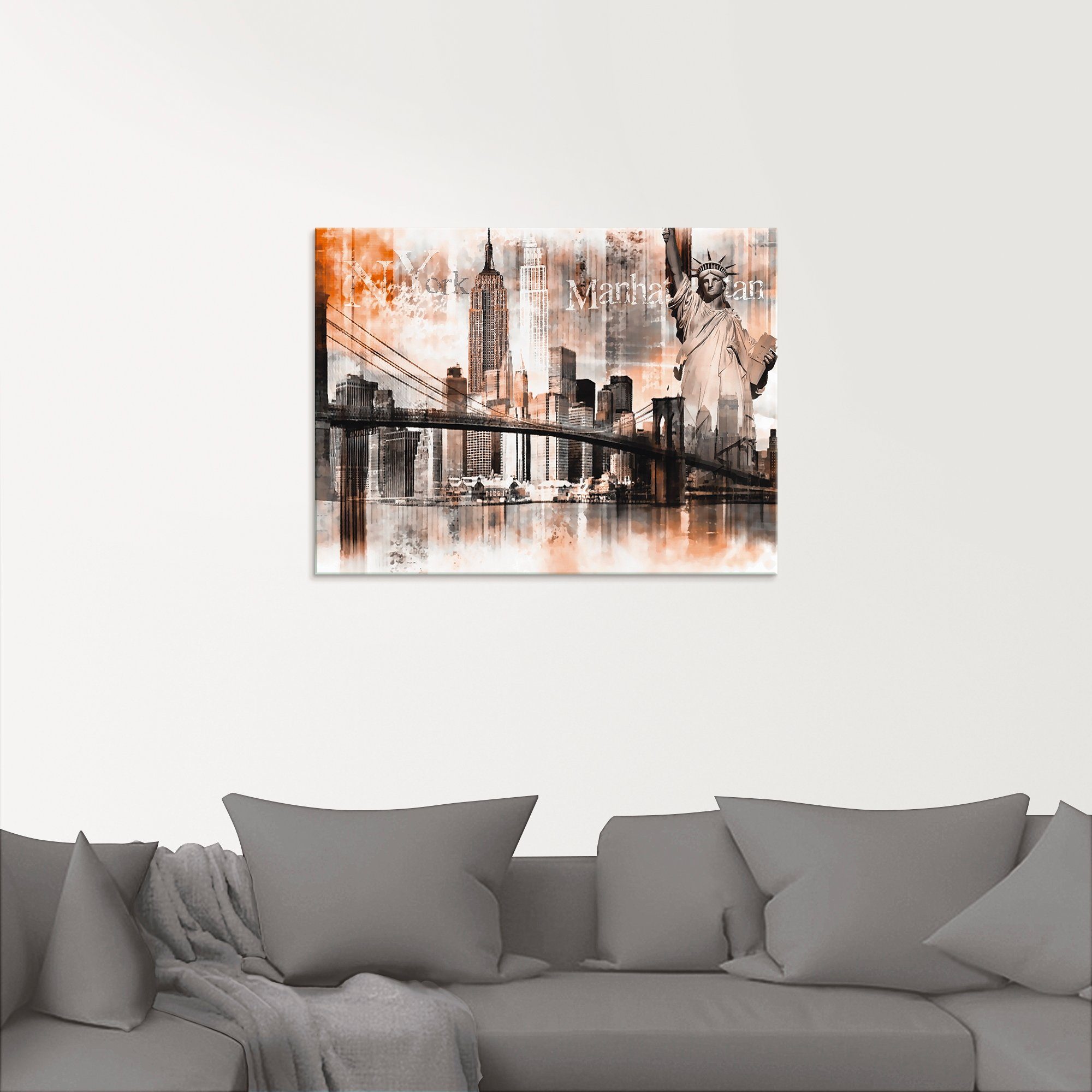 Artland Glasbild New York Skyline Collage V, Amerika (1 St), in verschiedenen Größen