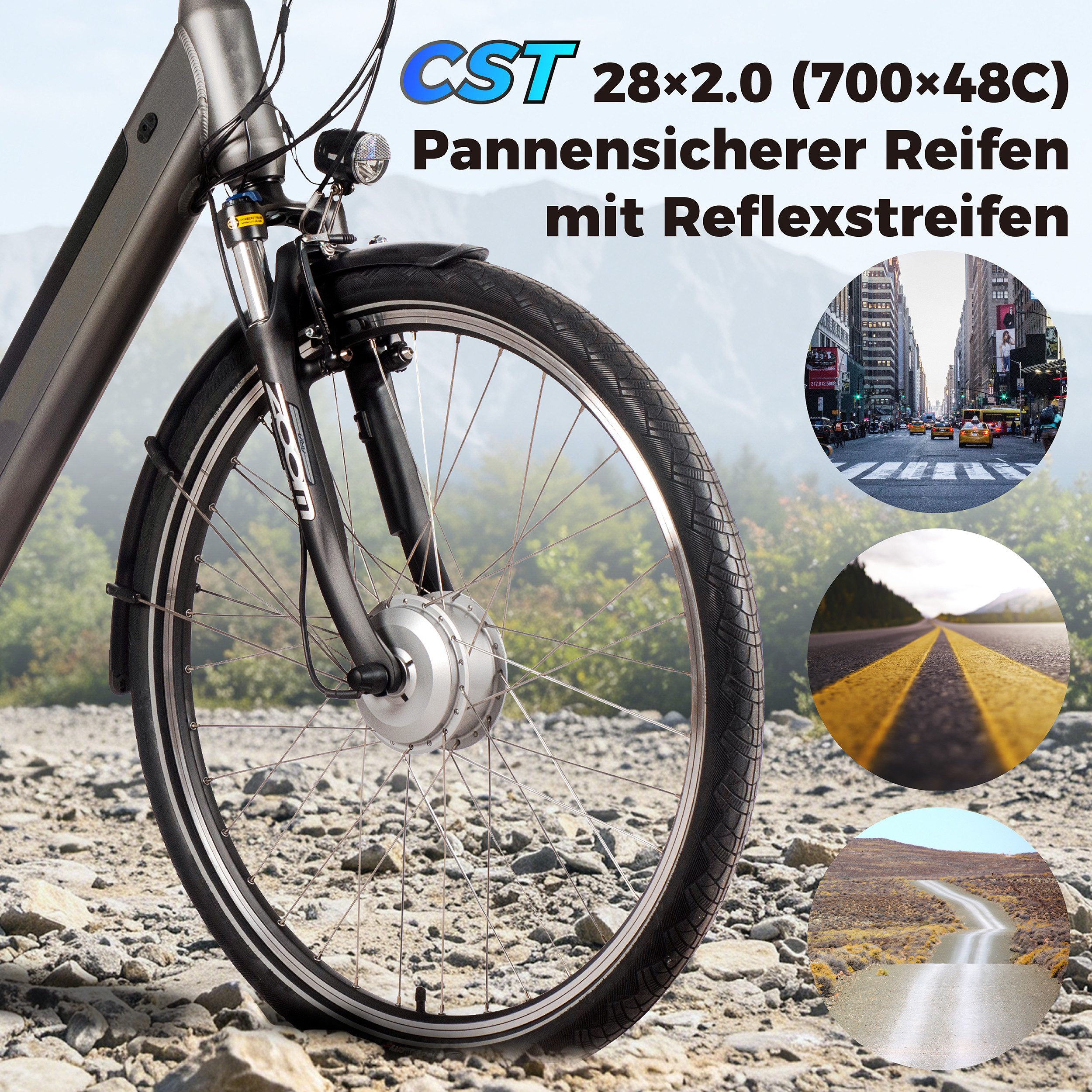 SAXXX E-Bike Cityrad 28'' für Damen Herren, Classic, 418Wh, 100km, Federsattelstütze, 7 Gang SHIMANO NEXUS Schaltwerk, Nabenschaltung, Frontmotor, 418 Wh, (V-Bremse, Lockout-Federgabel, 5 Stufen), Pedelec, E-Citybike mit Tiefeinstieg, RH: 45 cm, bis 130kg