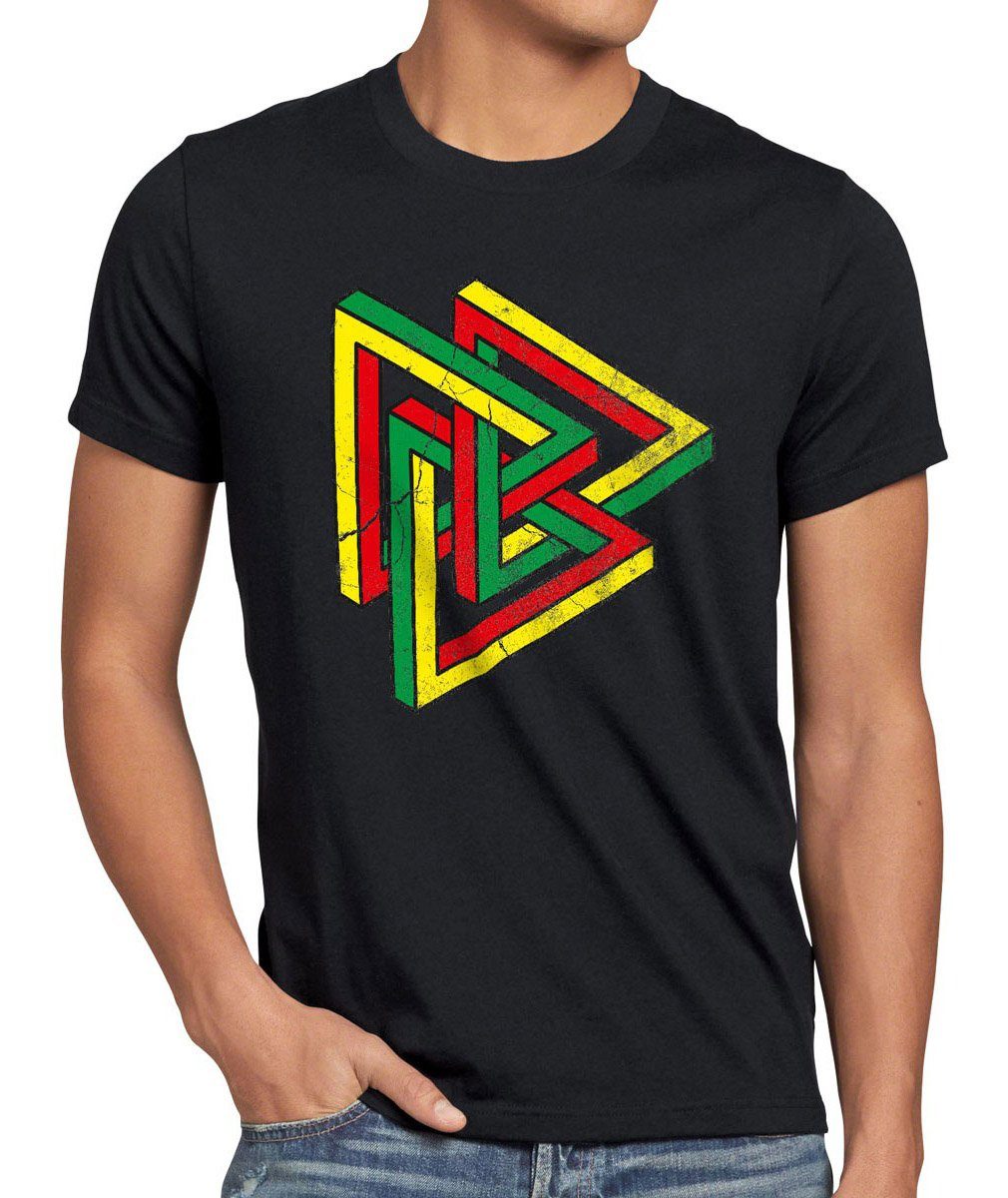 style3 Print-Shirt Herren T-Shirt Color Penrose Big Bang Sheldon Escher Cooper Dreieck Theory the schwarz