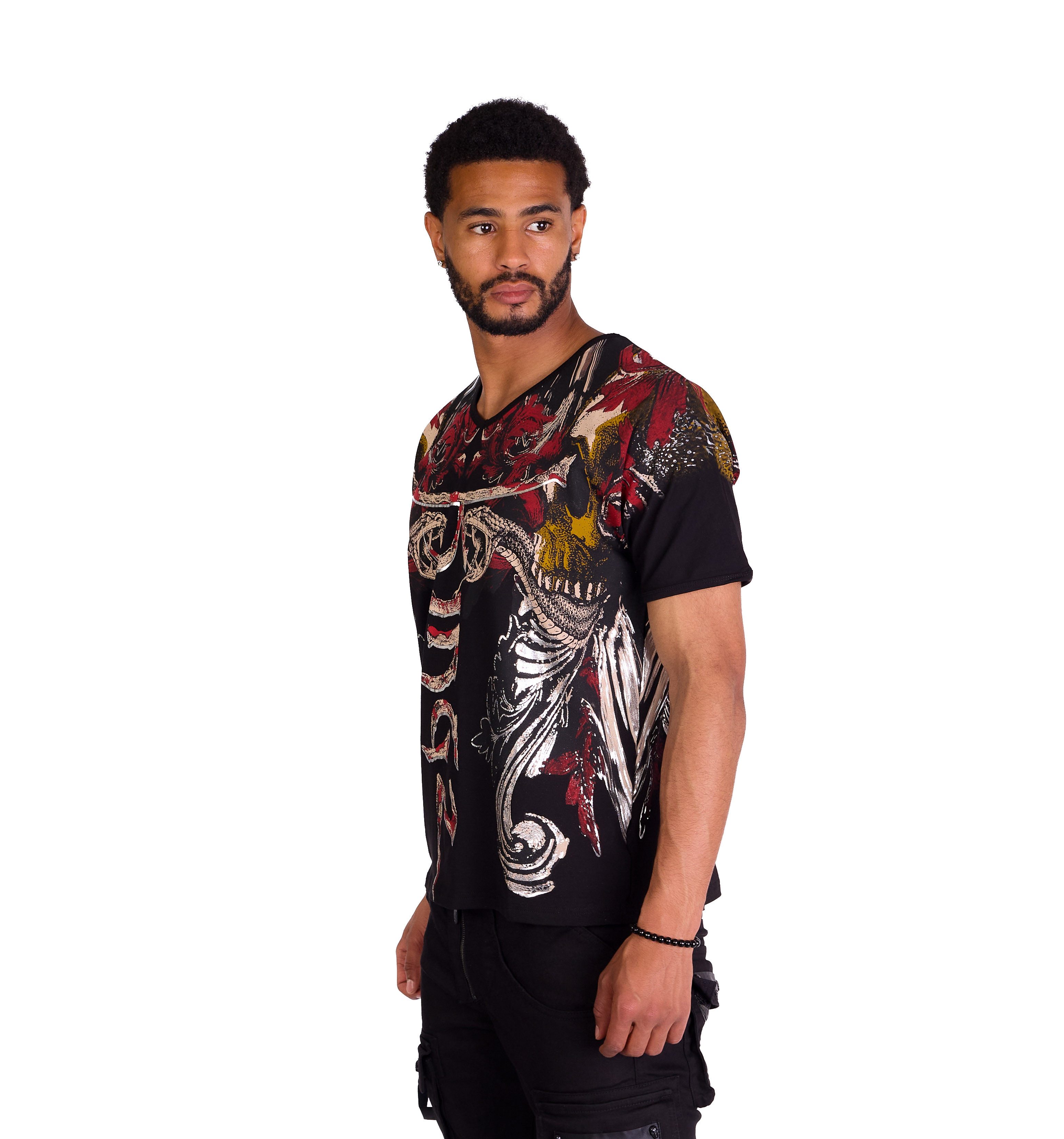 KINGZ T-Shirt Totenkopf Shirt mit All-Over Print