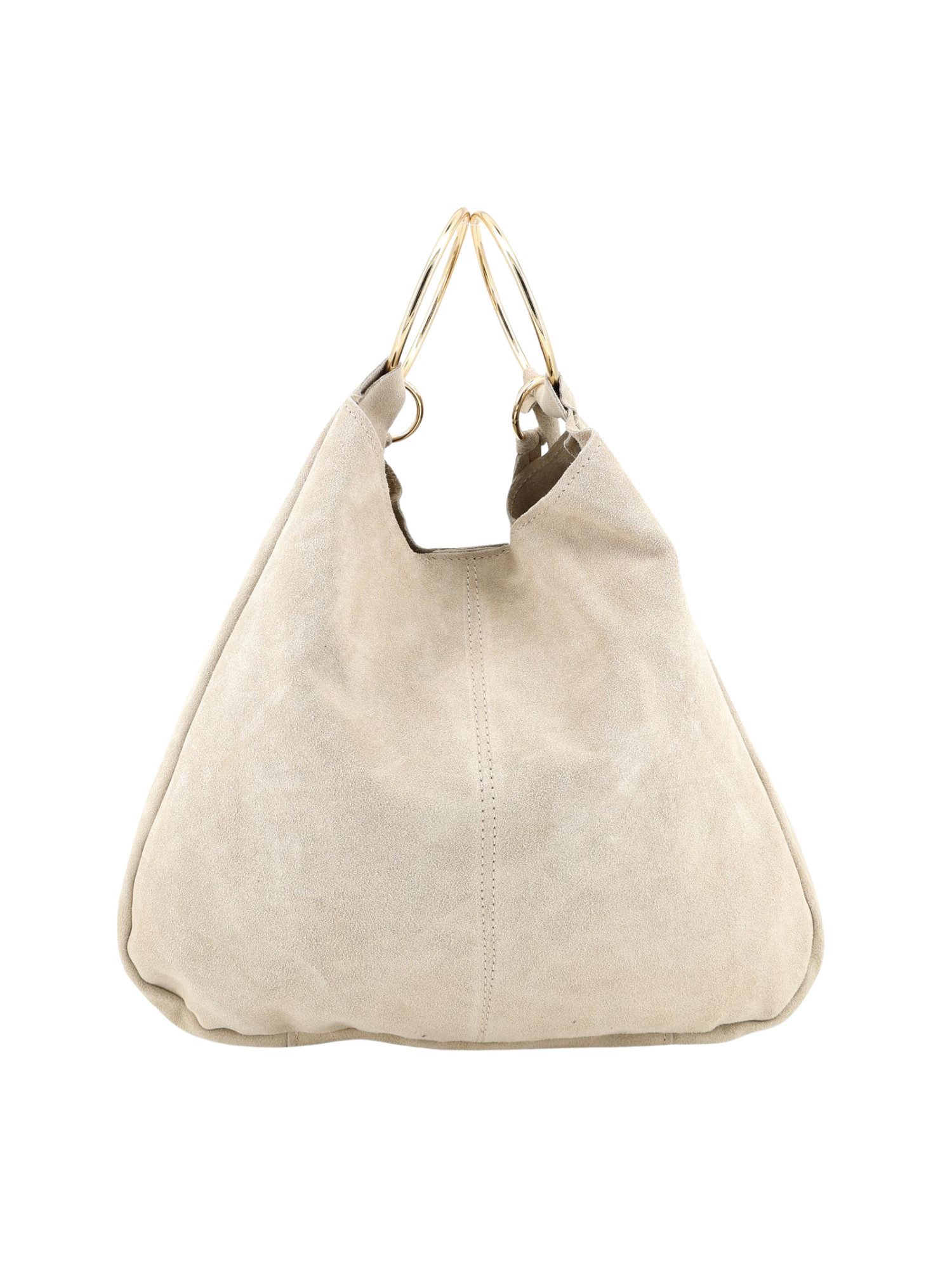 BRISE TASCHE Shopper Brise® – Italienischer Wildleder Shopper mit goldfarbenen Ringen (Taschen-Set, 2-teilig: Shopper + abnehmbare Wildleder-Clutch), Design aus echtem Wildleder mit goldfarbenen Metallringen