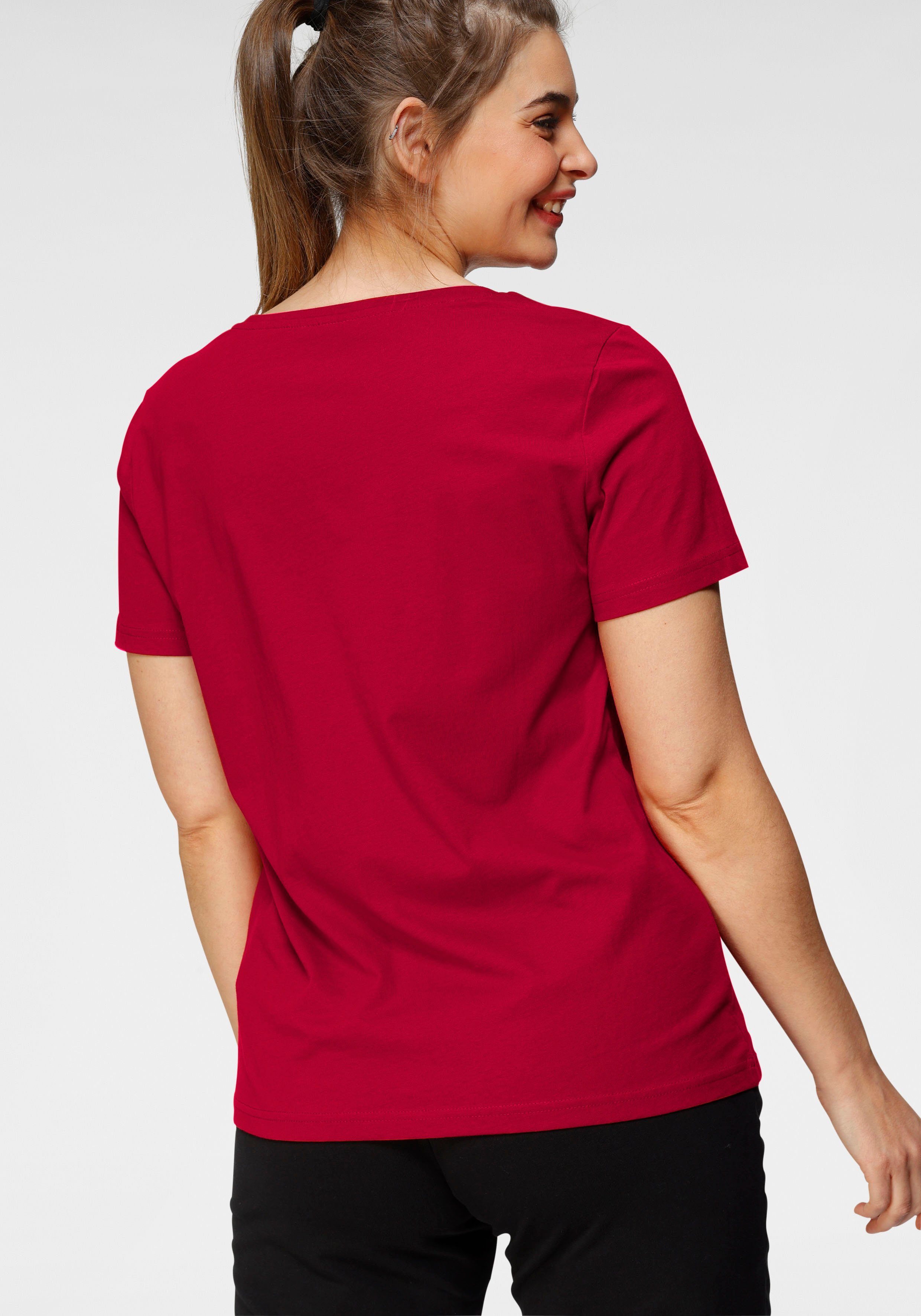 H.I.S T-Shirt Essential-Basics (3er-Pack) figurumspielender Schnitt, aus Baumwolle