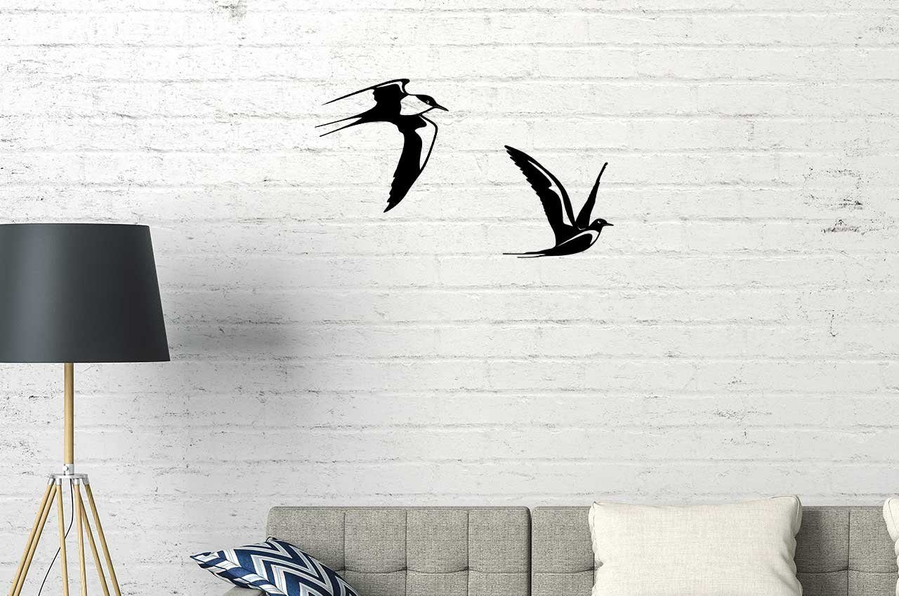 ILLUMINO Wanddekoobjekt »Metall Wanddeko Kunst Flussseeschwalbe 2er Set für  Wohnung und Garten Vogel Gartendeko Wohn Wand Deko 150202«