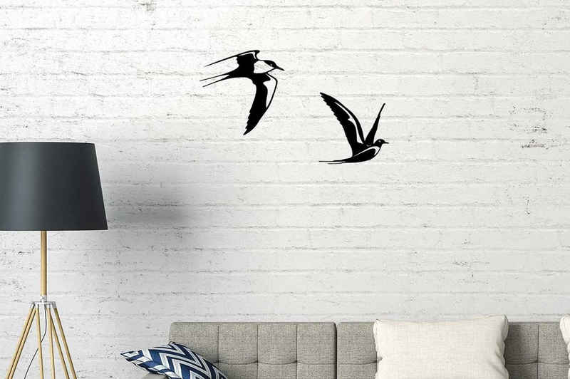 ILLUMINO Wanddekoobjekt Metall Wanddeko Kunst Flussseeschwalbe 2er Set für Wohnung und Garten Vogel Gartendeko Wohn Wand Deko 150202