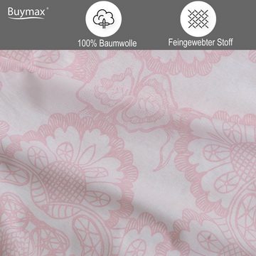 Bettwäsche, Buymax, Renforcé, 2 teilig, Bettbezug-Set 135x200 cm 100% Baumwolle Reißverschluss Altrosa Weiß