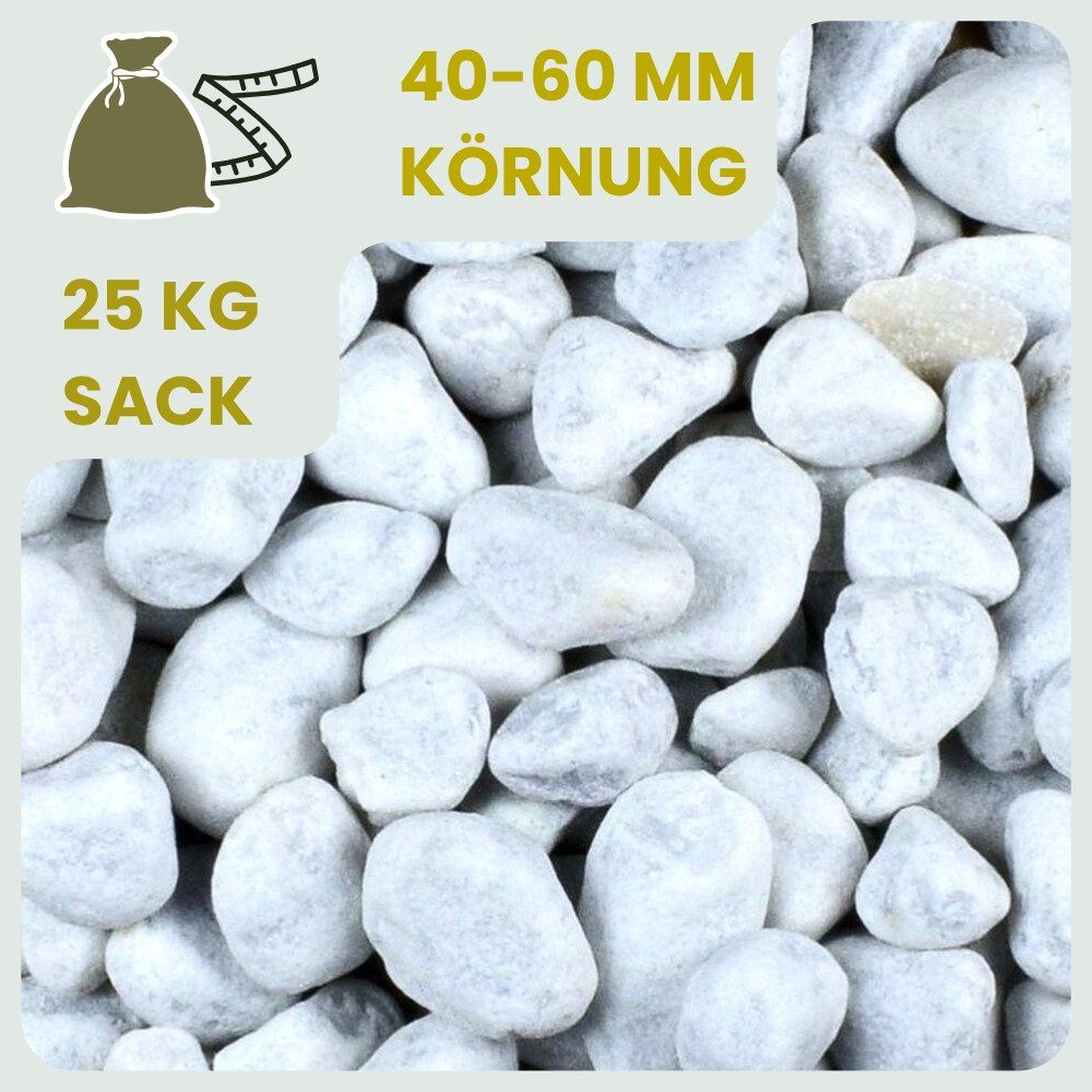GarPet Kieselsteine Kieselsteine Garten Zierkies Weiß 25 kg Aquarium Kies Carrara Marmor