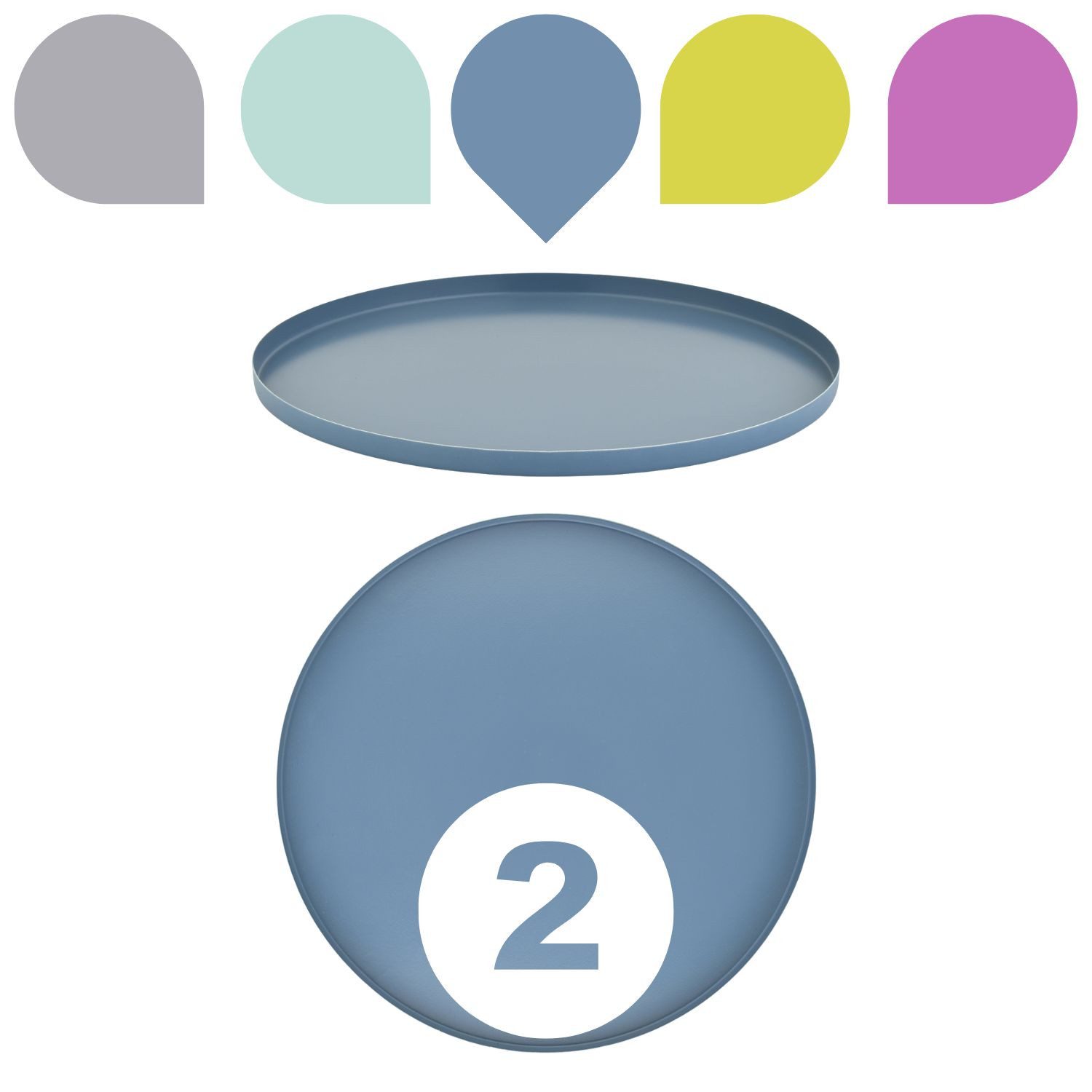 Marrakesch Orient & Mediterran Interior Dekotablett 2er Set Callie Anthrazit Tablett rund 25cm, Boho Dekoablage aus Metal (2 St), Handarbeit