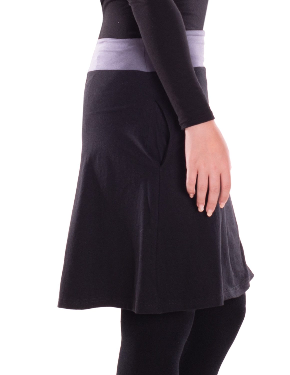 Vishes Jerseyrock Damen Rock Baumwolle casual elastischer Bund verstellar mit Taschen Alternative Bekleidung, Ethno, Hippie, Retro Style