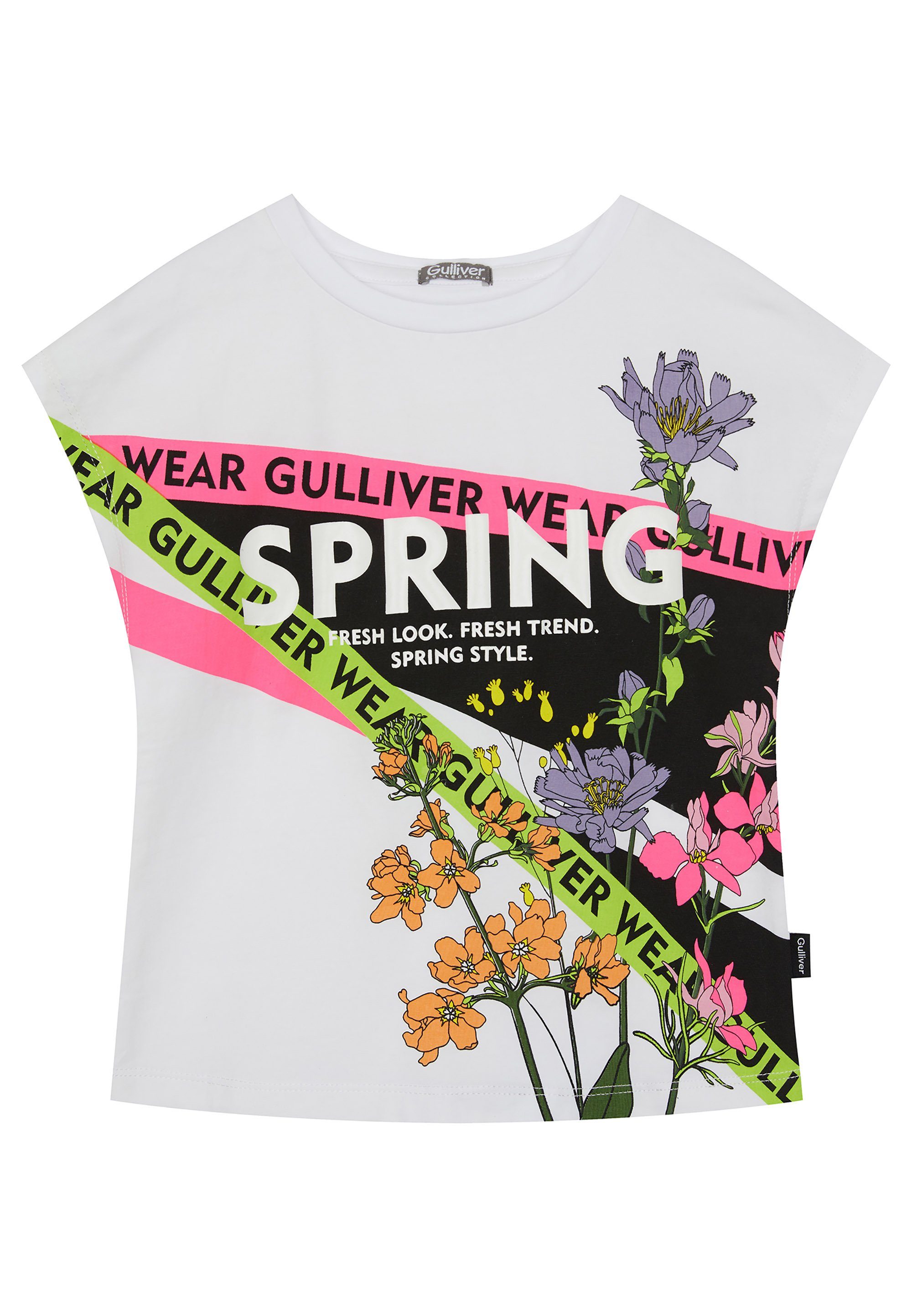 Gulliver T-Shirt mit modischem Blumen-Print, Dank modischem Blumen-Print  ein echter Hingucker