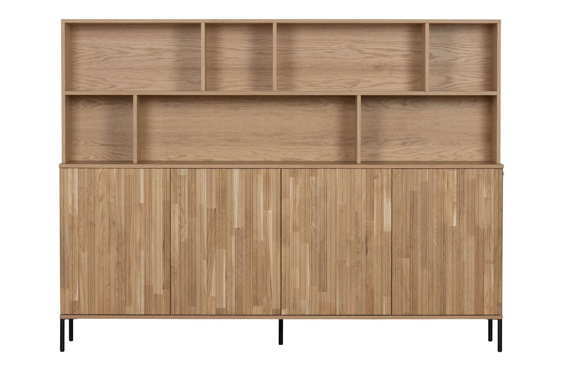 WOOOD Mehrzweckschrank Wandschrank Gravure aus Eichenholz, Natur Push-to-Open-System