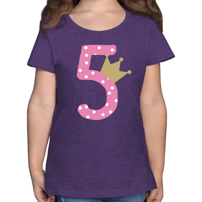 Shirtracer T-Shirt Fünf Krone Mädchen Fünfter - 5. Geburtstag - Mädchen Kinder T-Shirt ich bin 5 tshirt mädchen - shirt geburtstagskind