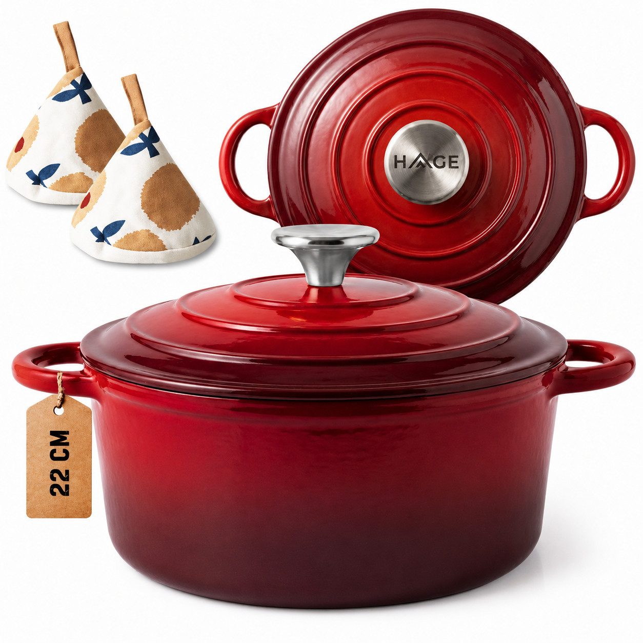 Torvon Bräter Gusseisen-Topf emailliert 22 cm