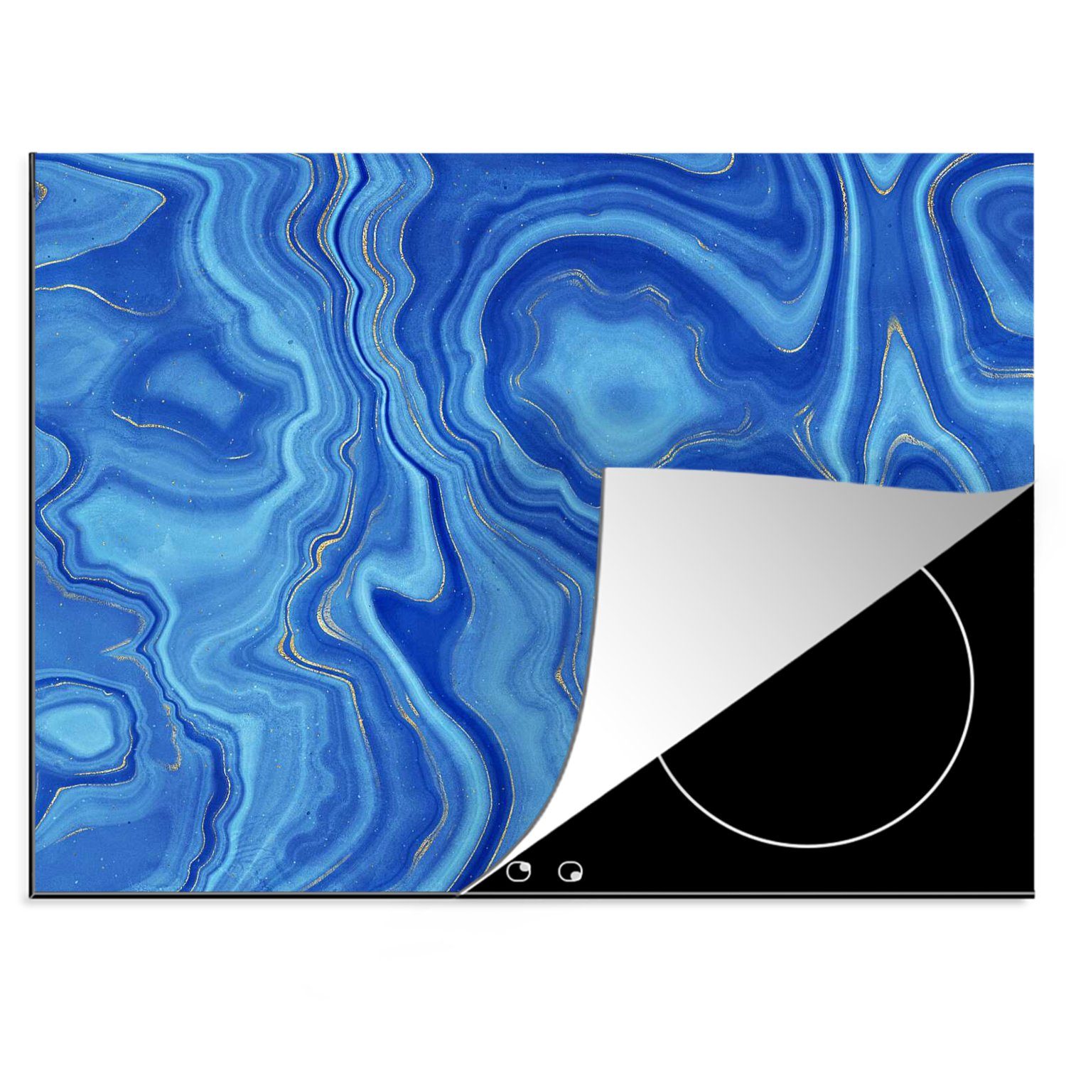 MuchoWow Herdblende-/Abdeckplatte Marmor 70x52 Ceranfeldabdeckung Mobile nutzbar, tlg), Vinyl, Blau cm, - (1 Muster, - Arbeitsfläche
