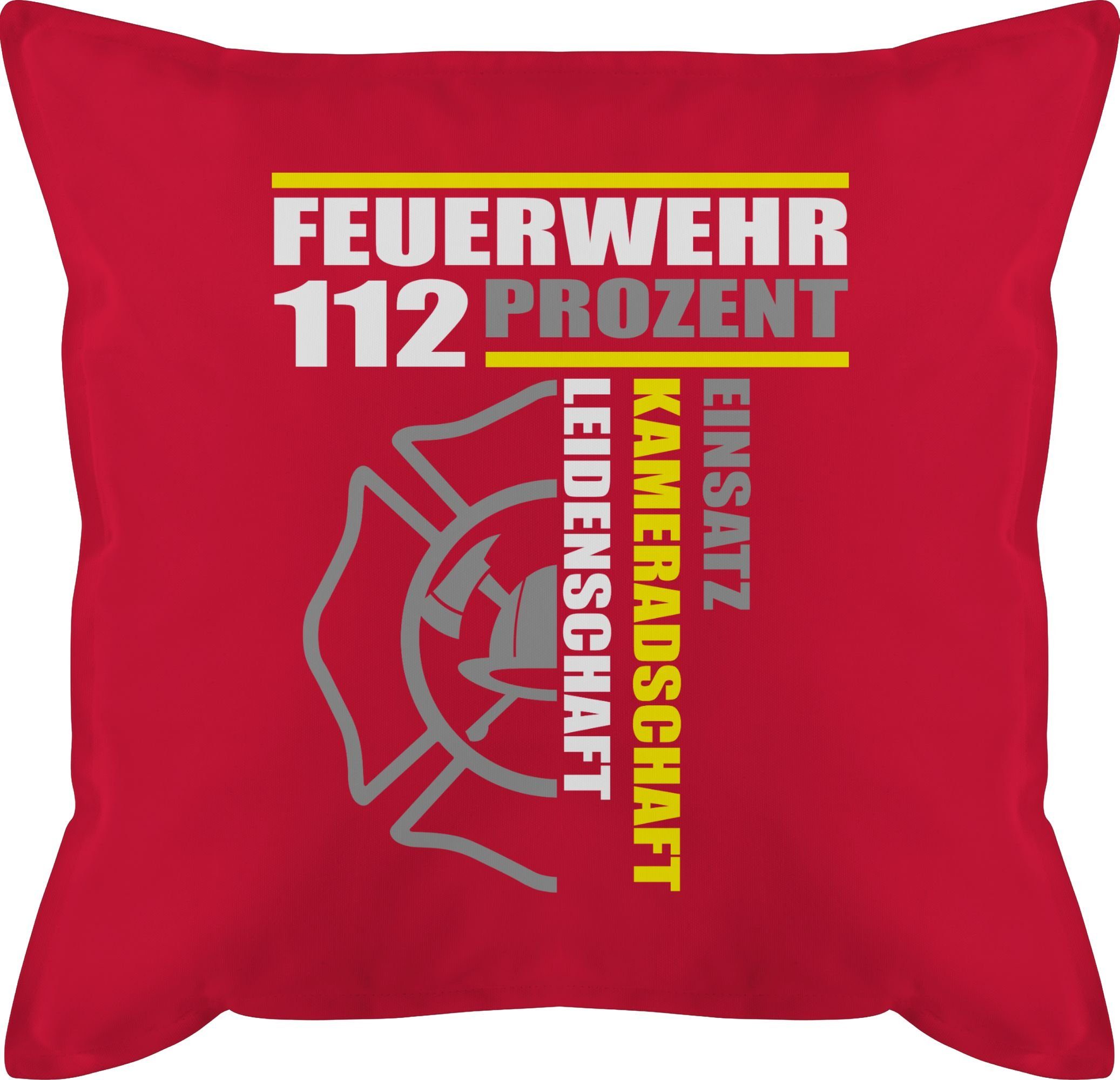 Shirtracer Dekokissen Feuerwehr 112 Prozent - Einsatz Kameradschaft Leidenschaft - Freiwilli, Feuerwehr 2 Rot