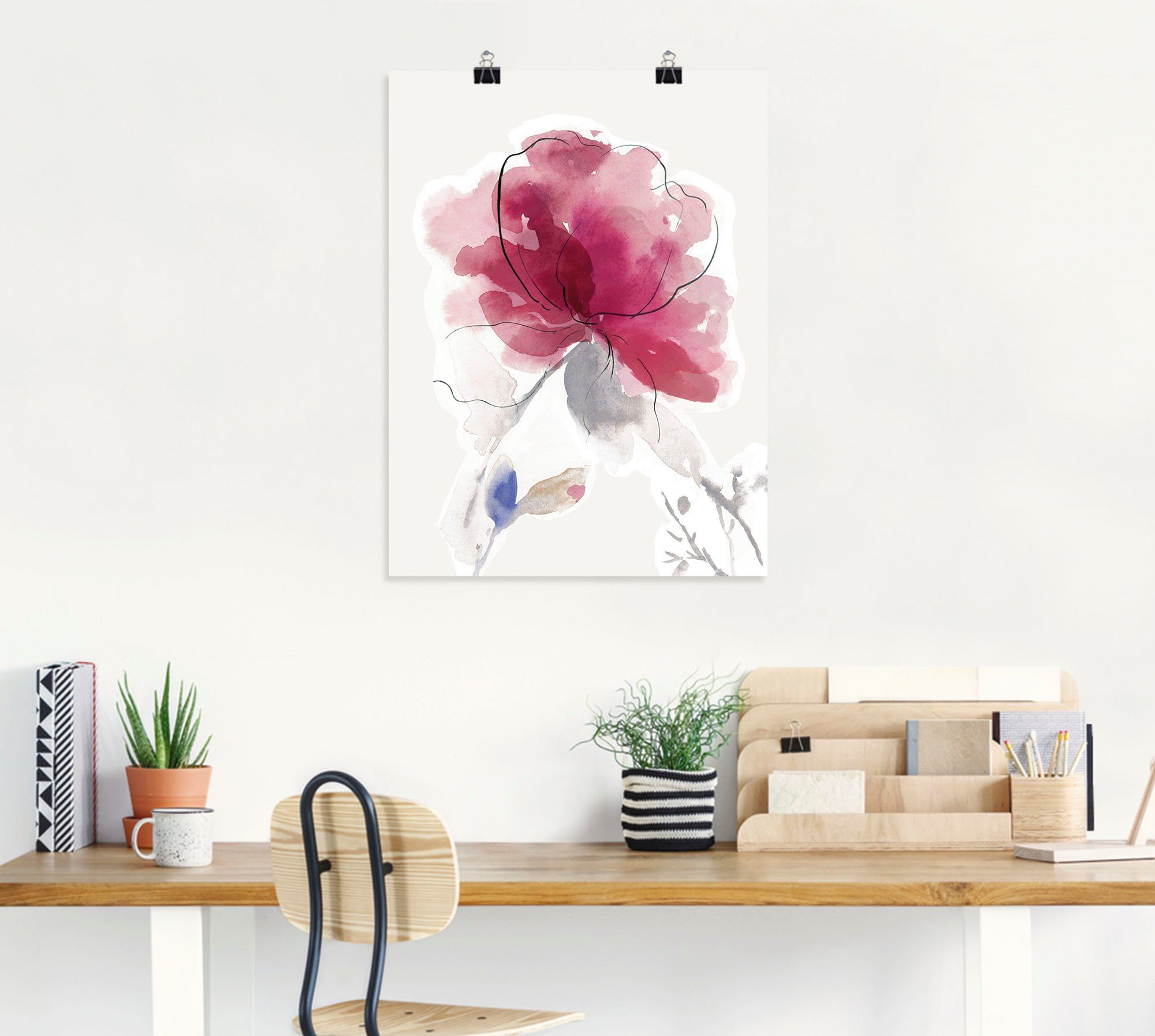 (1 St), Wandaufkleber Wandbild II., in Größen Alubild, Artland Poster oder Blumenbilder Rosige Blüte versch. als Leinwandbild,