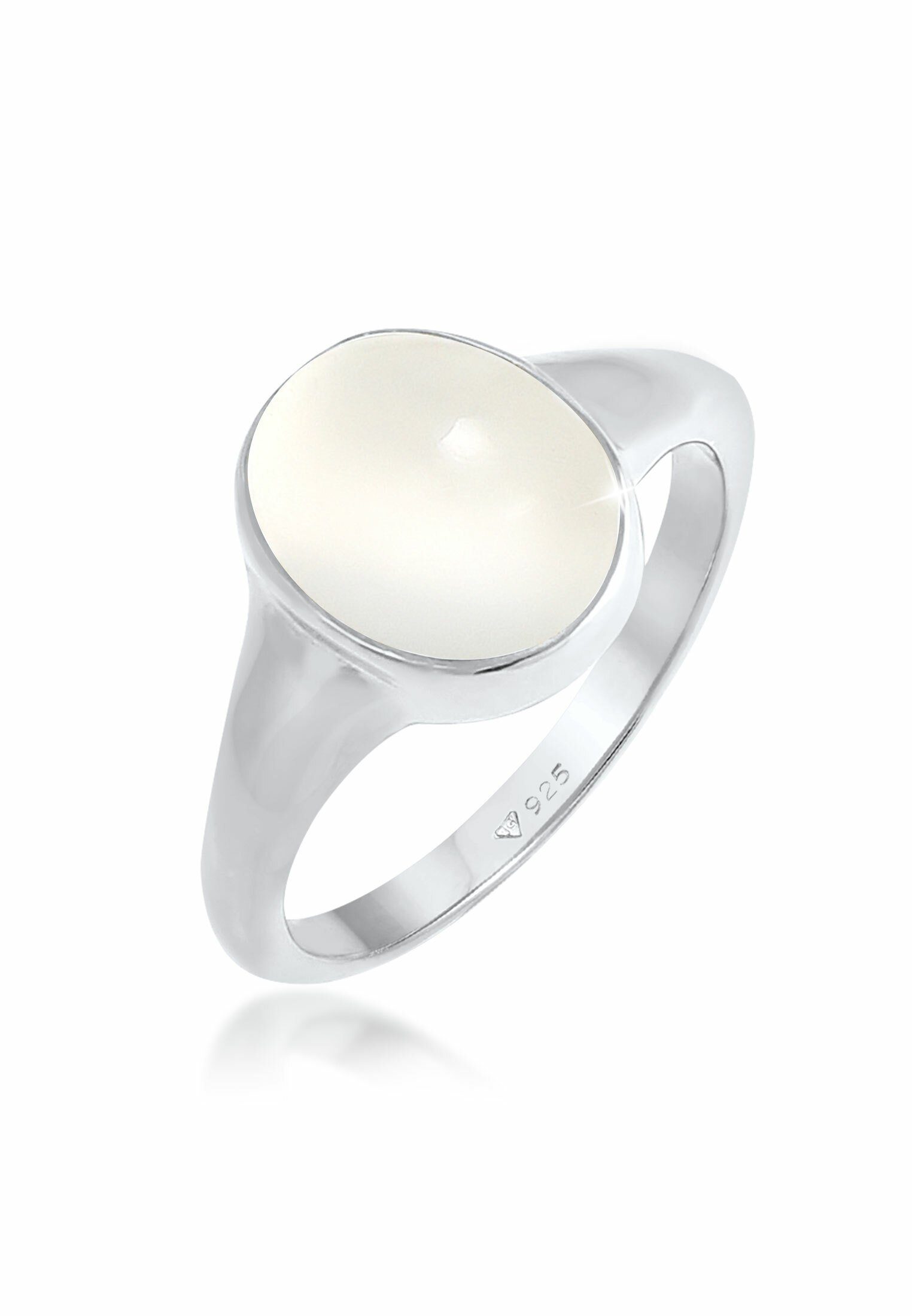 Elli Siegelring Siegelring Mondstein Oval 925 Silber
