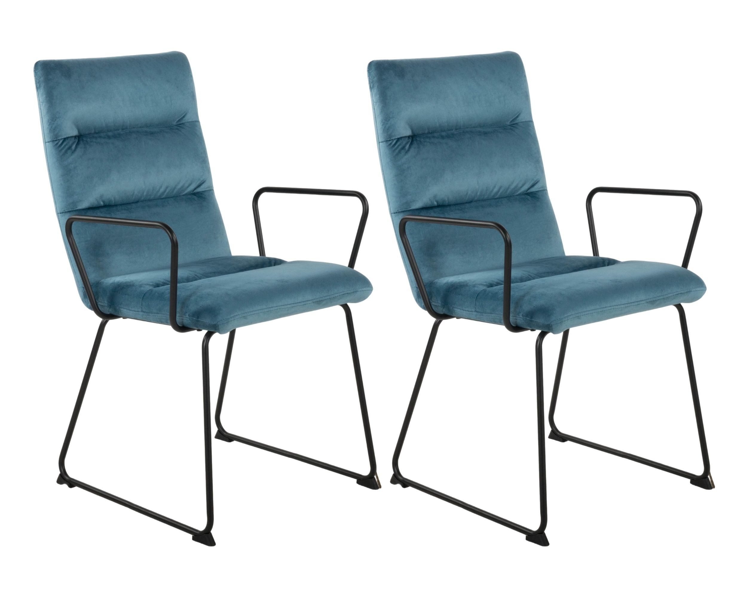Duo Collection Esszimmerstuhl Polsterstuhl Elise (2er Set), Samt, pulverbeschichtetes Kufengestell, Küchenstuhl modern