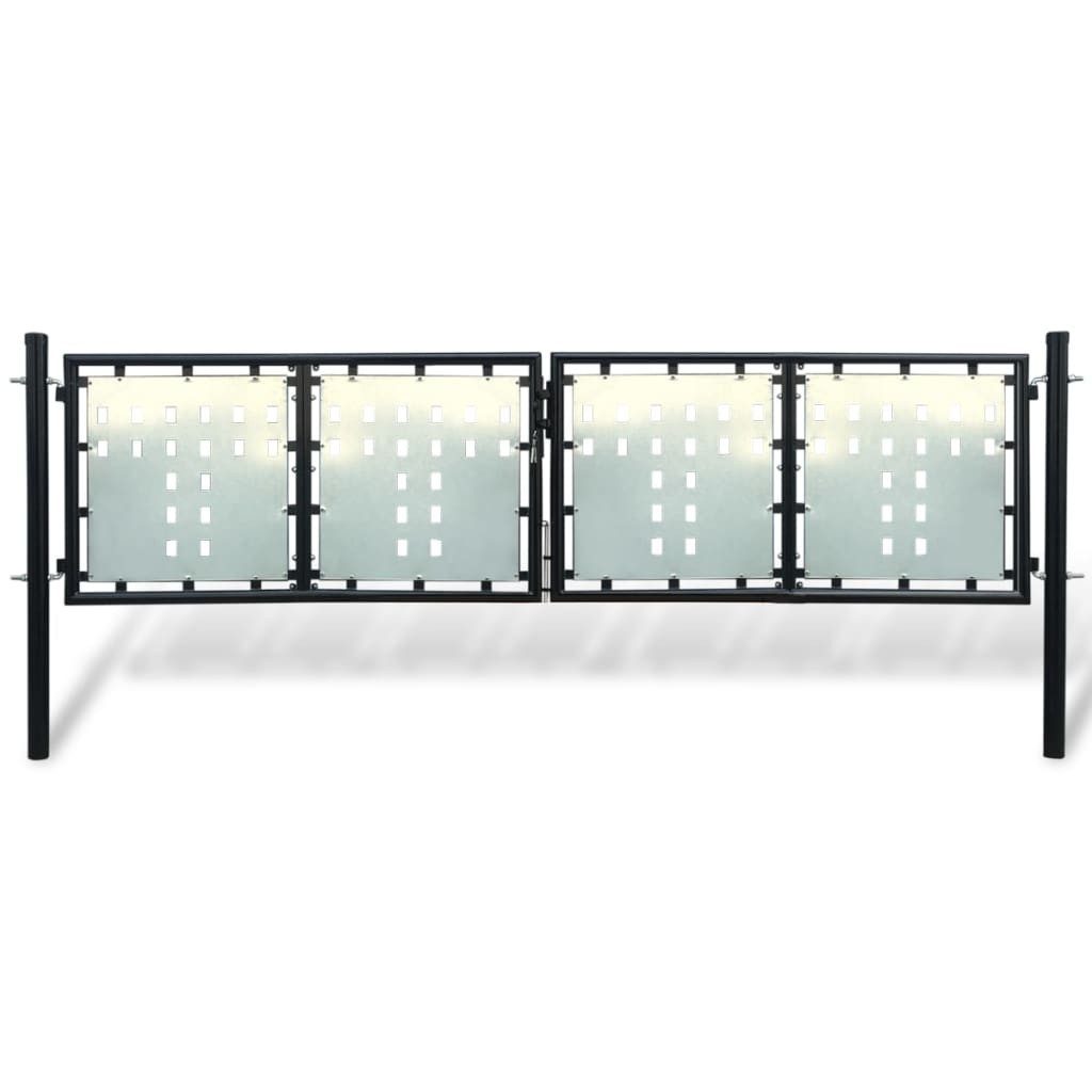 vidaXL Gartentor Zauntor (Einzeltor) Schwarz 300x125 cm