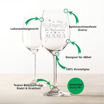 GRAVURZEILE Rotweinglas Leonardo Weinglas mit Gravur - Engel ohne Flügel nennt man Mama, Glas, graviertes Geschenk für Partner, Freunde & Familie