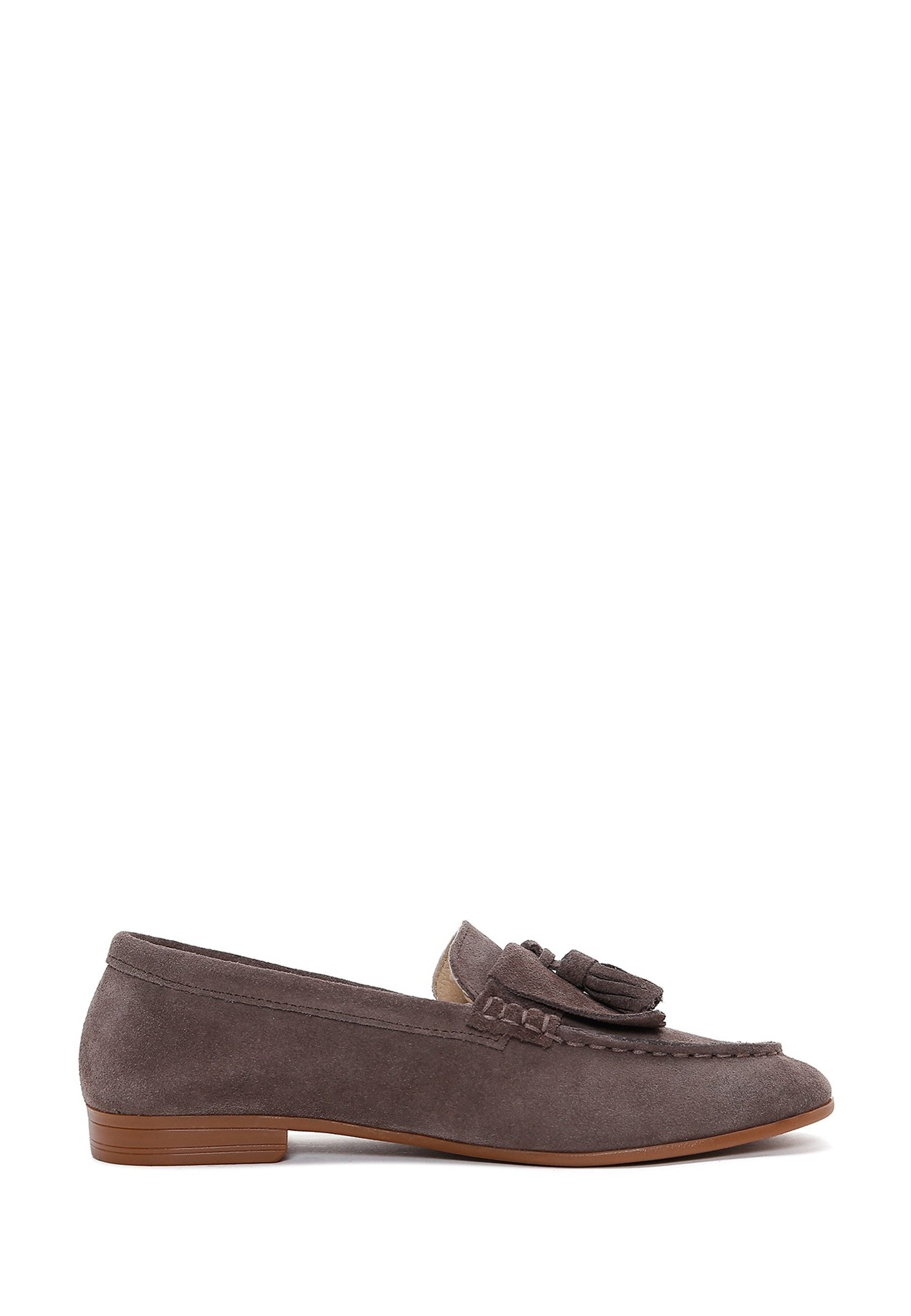 Derimod Maskuline Loafer aus Veloursleder Loafer Echtes Wildleder, Lederfutter, TPU-Sohle, Quastendetail, Slip-On-Stil