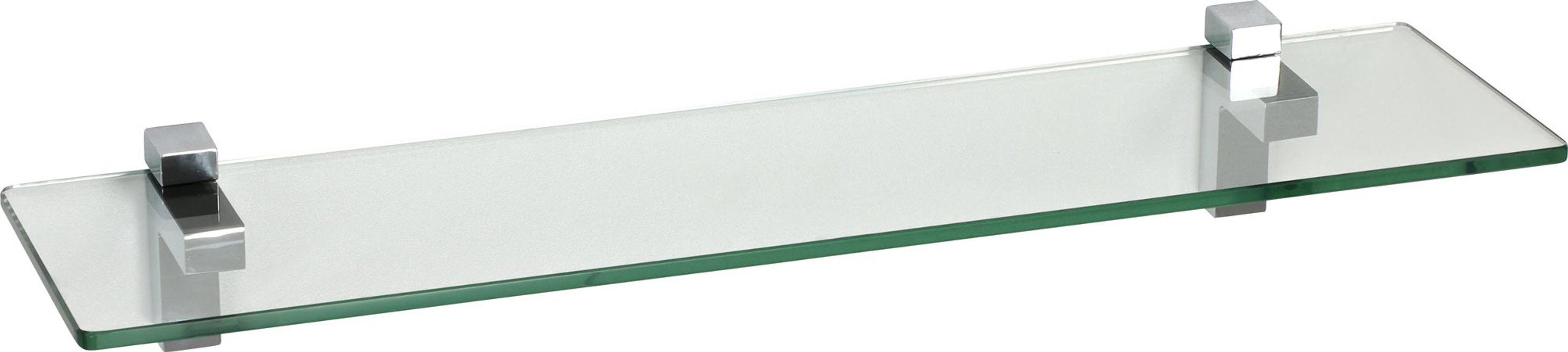 ib style Wandregal Glasregal 8mm eckig klar 60 x 15 cm + Clip Quadro Silbermatt, ESG-Sicherheitsglas