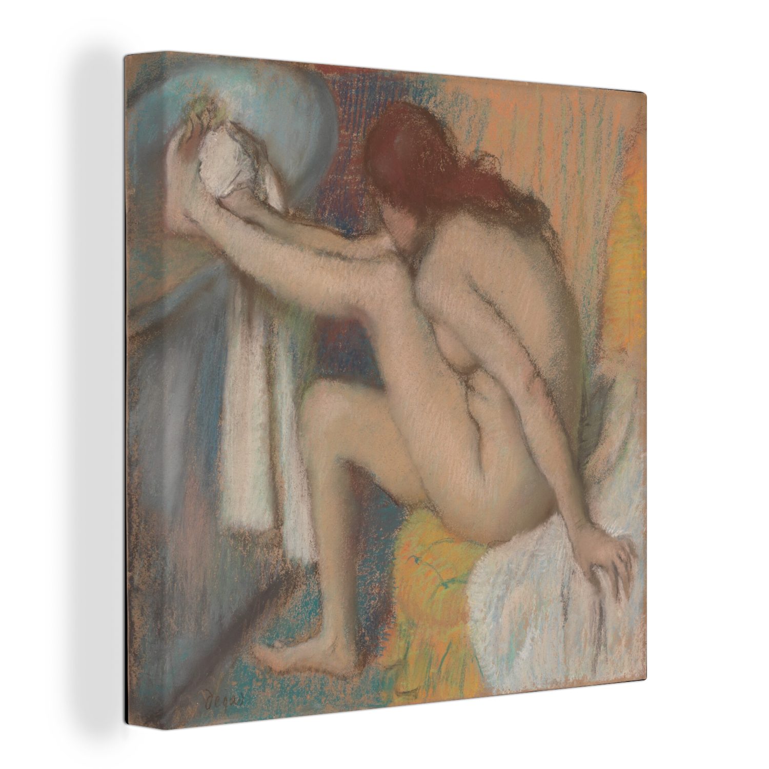 OneMillionCanvasses® Leinwandbild Frau Edgar ihren - trocknet von Fuß (1 Wohnzimmer Schlafzimmer Gemälde Bilder St), Leinwand Degas, für