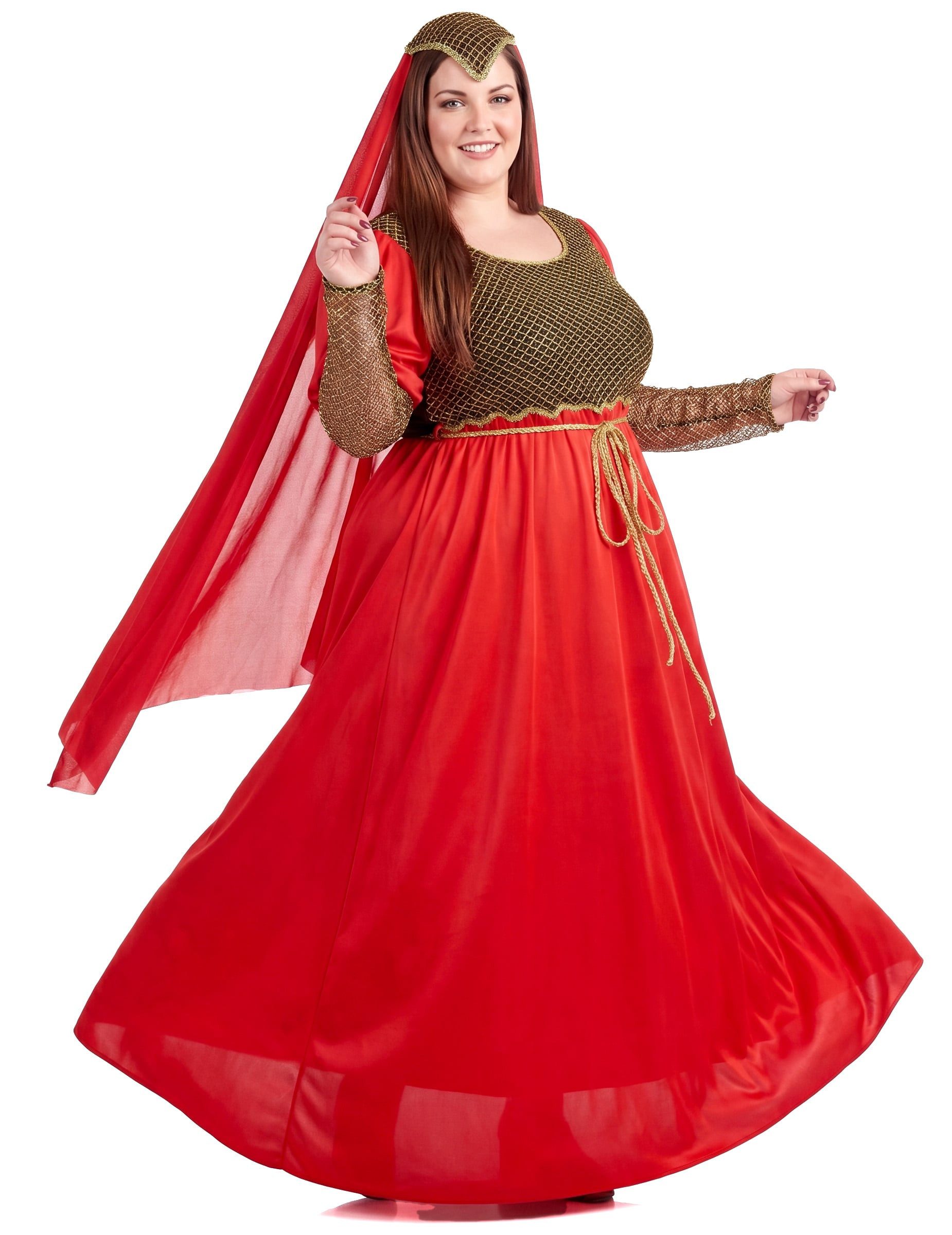 JADEO Kostüm Plus Size Mittelalterkostüm für Damen rot-gold