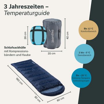 Skandika Deckenschlafsack Dundee Flanell, Baumwolle, Luxus-Qualität, koppelbar, Doppelschlafsack, 3 Jahreszeiten, bis -20°C, 220 x 80 cm, Outdoor Camping Schlafsack