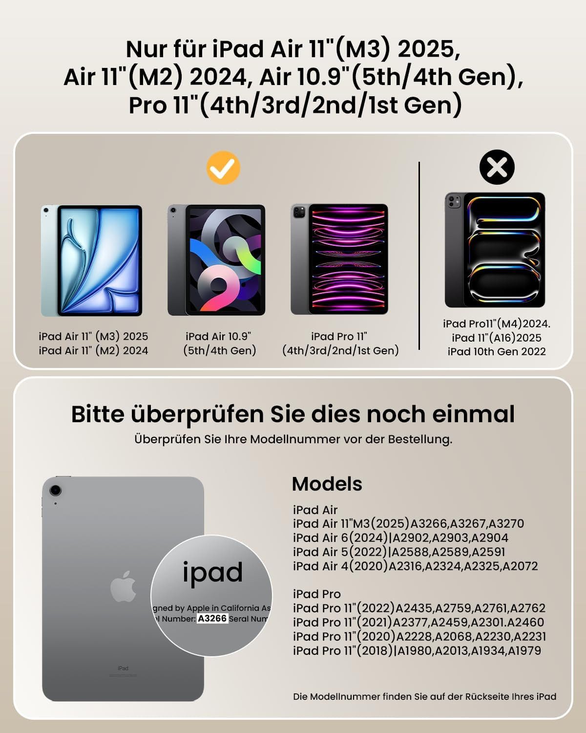 ProtoArc TK500 Hülle mit Tastatur Magnetisch Abnehmbar iPad Tastatur iPad-Tastatur (für iPad Air 11" M3 2025/M2 2024 Air 5/4, Pro 11“ 4/3/2/1)