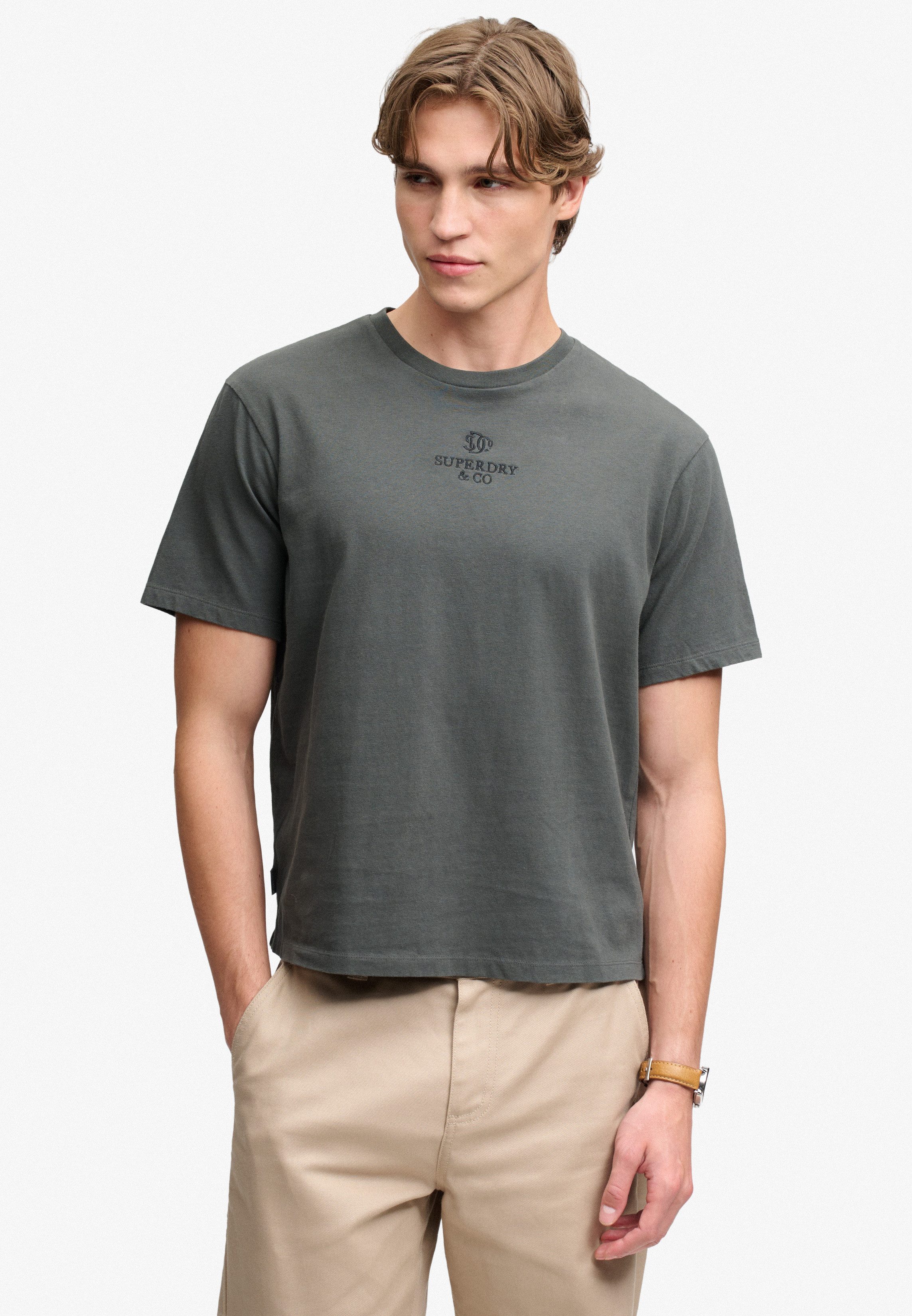 Superdry Rundhalsshirt MICRO LOGO T SHIRT Baumwolle, loose fit