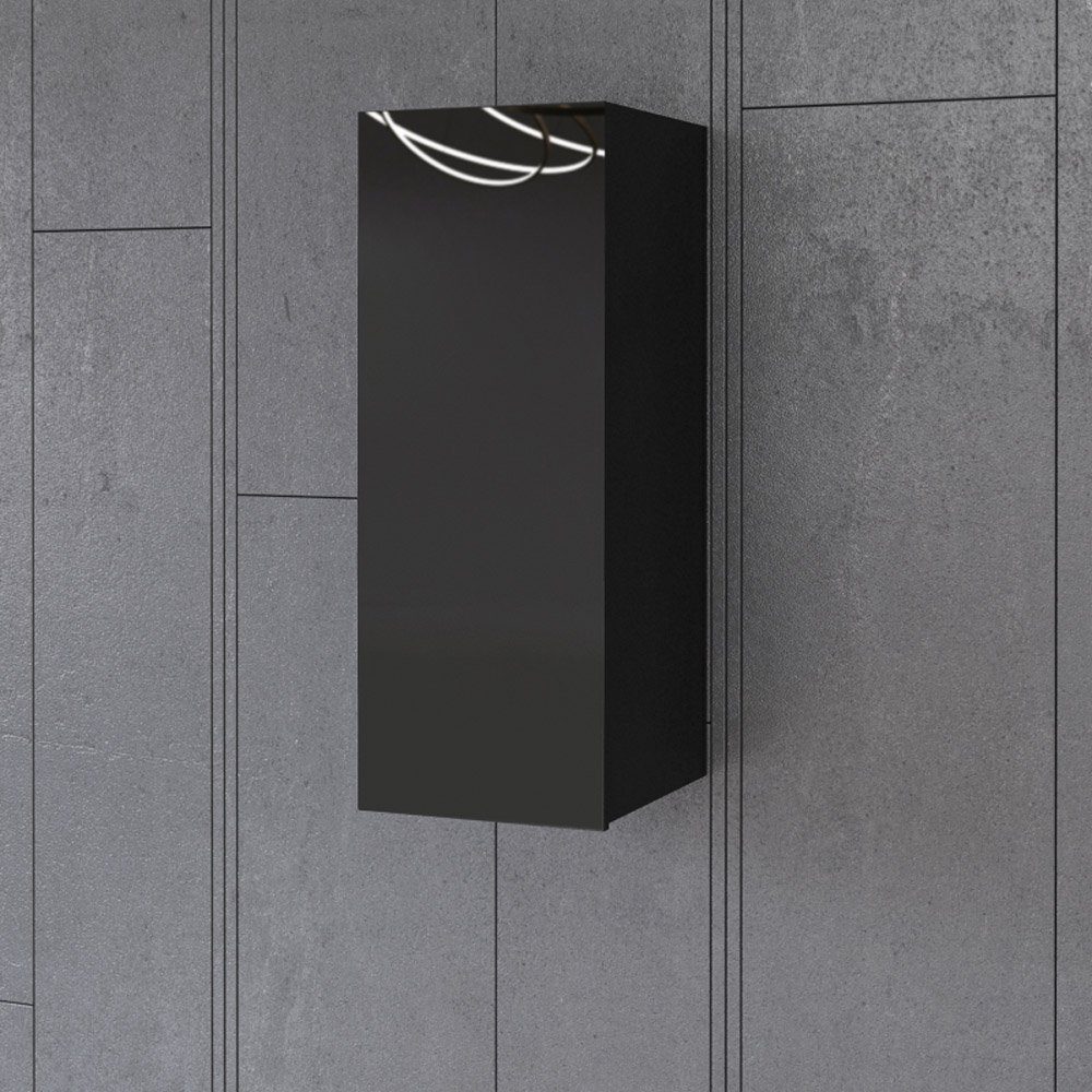Lomadox Hängeschrank HOOVER-83 Wohnzimmer schwarz modern mit Glasfront, : 35/91/37 cm