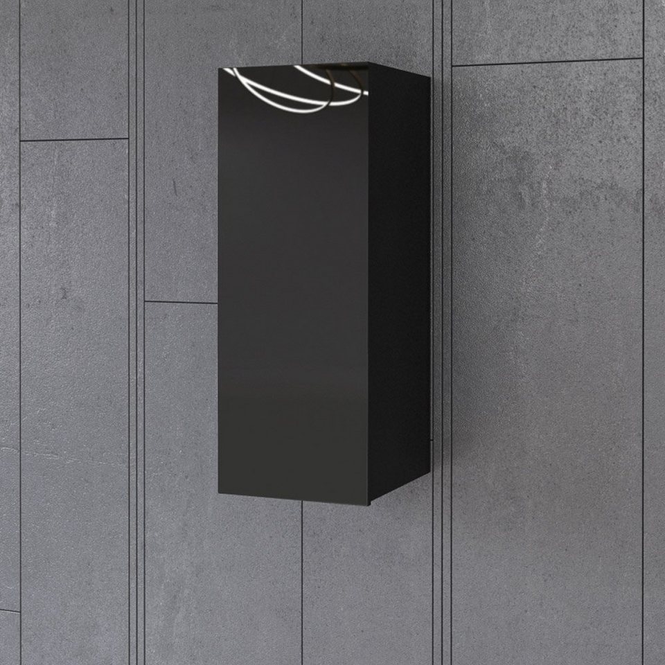 Lomadox Hängeschrank HOOVER-83 Wohnzimmer schwarz modern mit Glasfront, :  35/91/37 cm