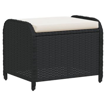 vidaXL Hocker Gartenhocker mit Kissen Schwarz 58x46x46 cm Poly Rattan (1 St)