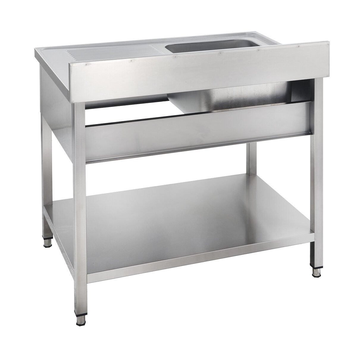 GastroHero Arbeitstisch Spültisch 120x60 cm - Edelstahl mit Becken - Gastro - Spüle