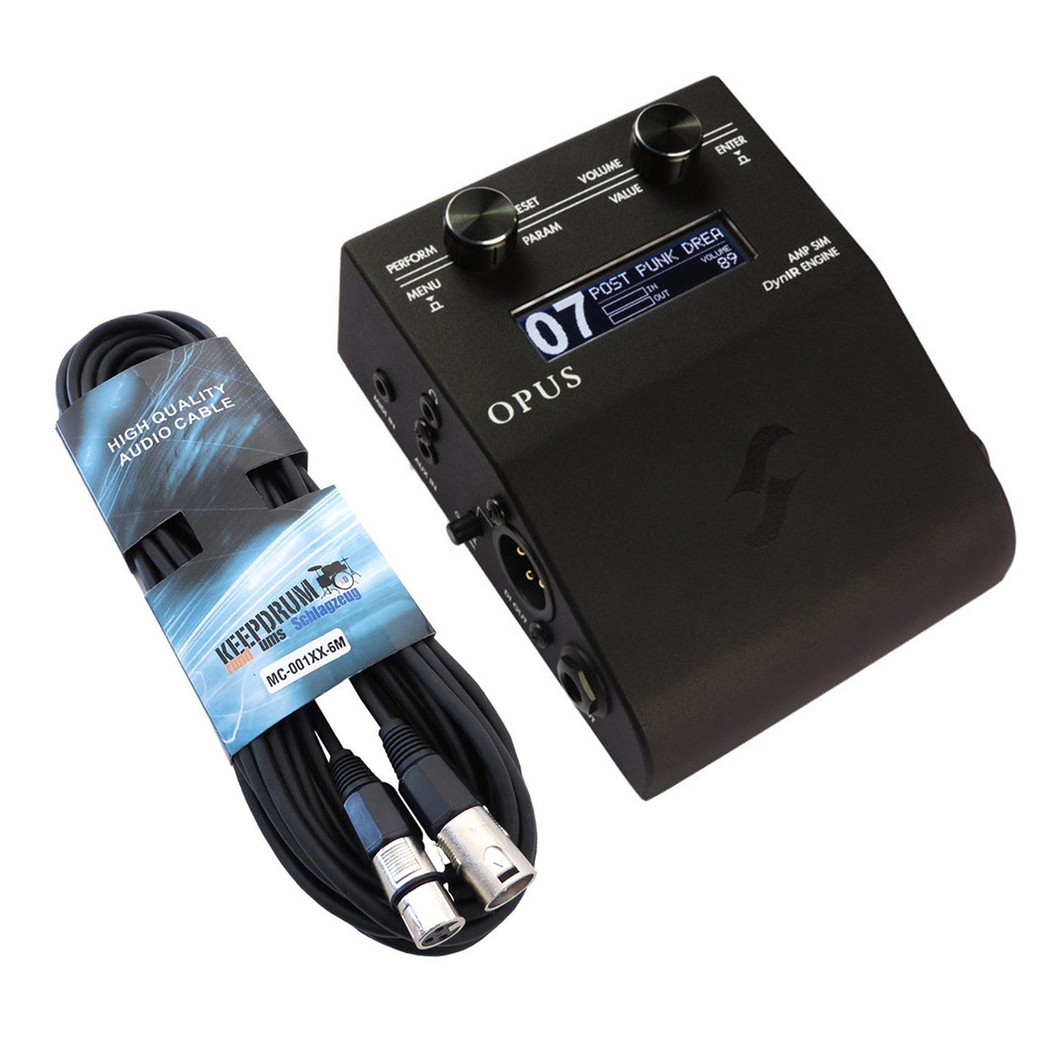 E-Gitarre Two Notes Opus Amp und Cab Simulator mit XLR-Kabel
