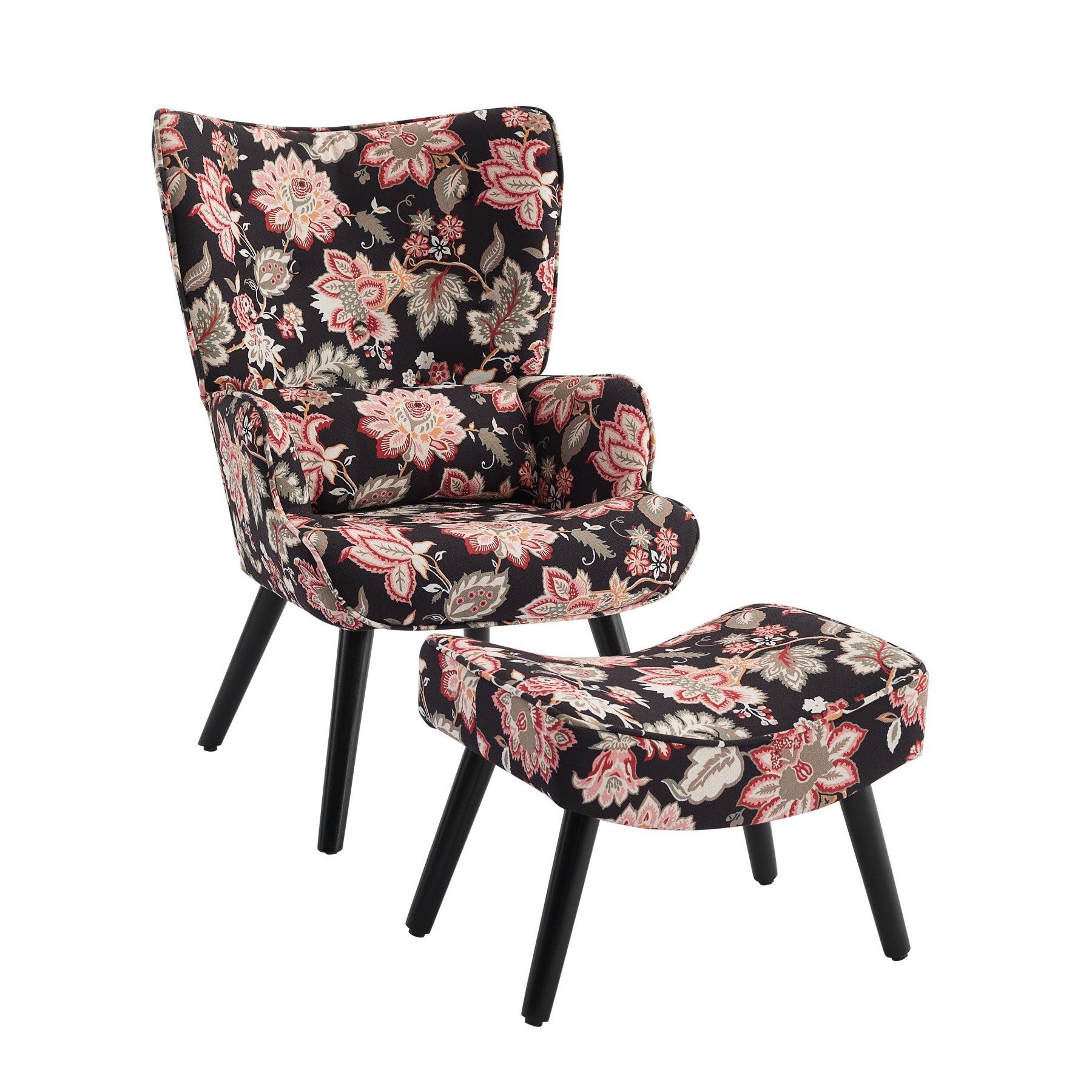 HomeMiYN Ohrensessel Relaxsessel Lehnstühle Patchwork Ohrensessel mit Hocke günstig online kaufen