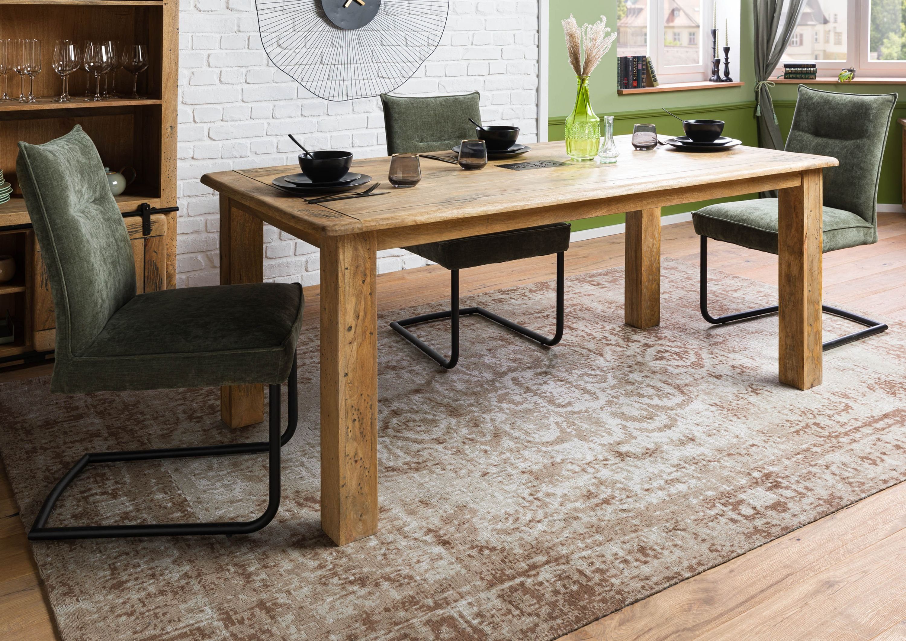 Massivmoebel24 Esstisch Esstisch Mango 140x90x76 natur lackiert RAILWAY #19 günstig online kaufen