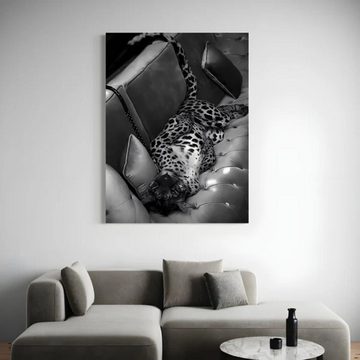 Art100 Leinwandbild Leopard Luxus Couch Pop Art Leinwandbild Kunst