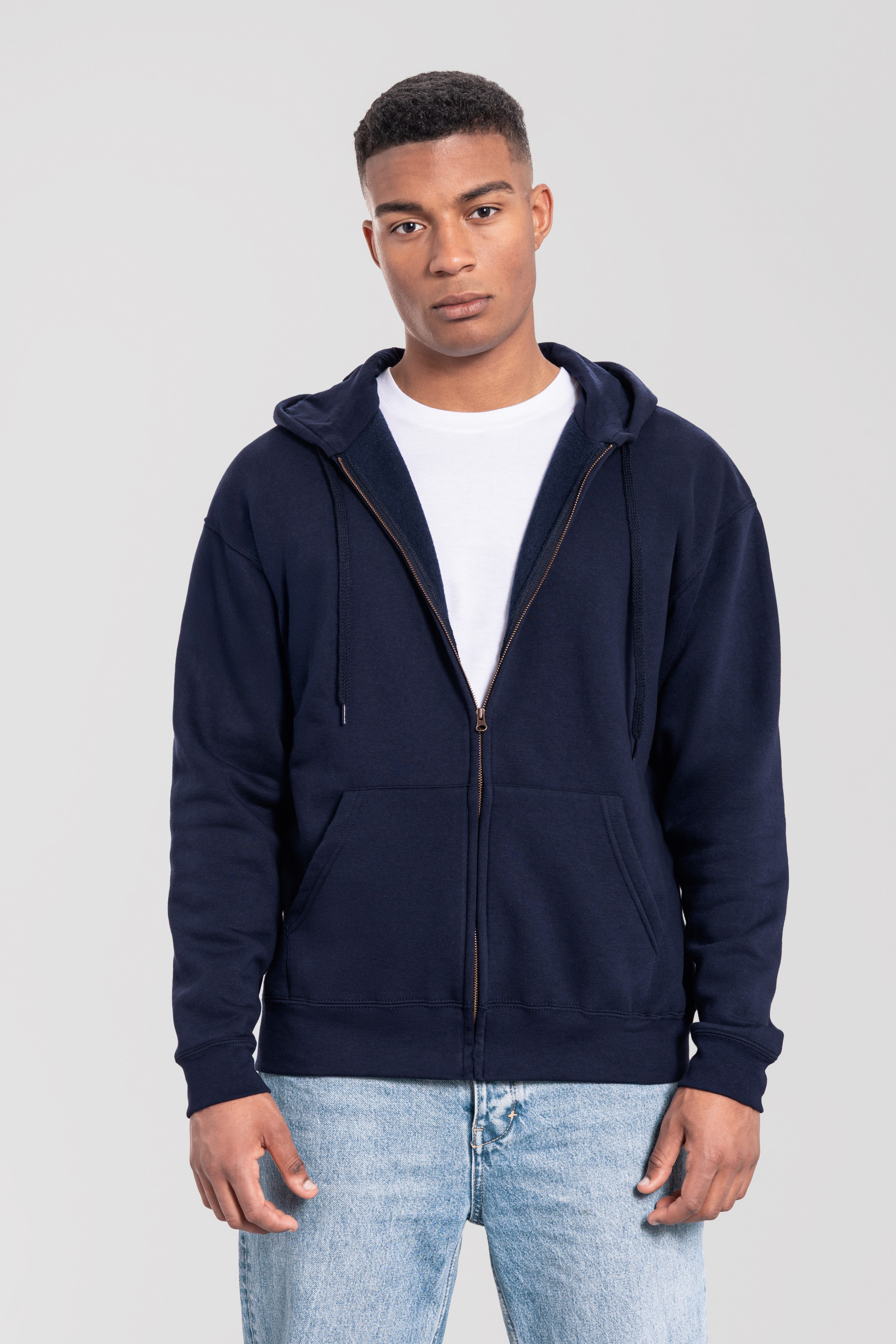 Fruit of the Loom Kapuzensweatjacke Iconic Premium Hooded Sweat Jacket mit Kordelzug, meliert, normal geschnitten