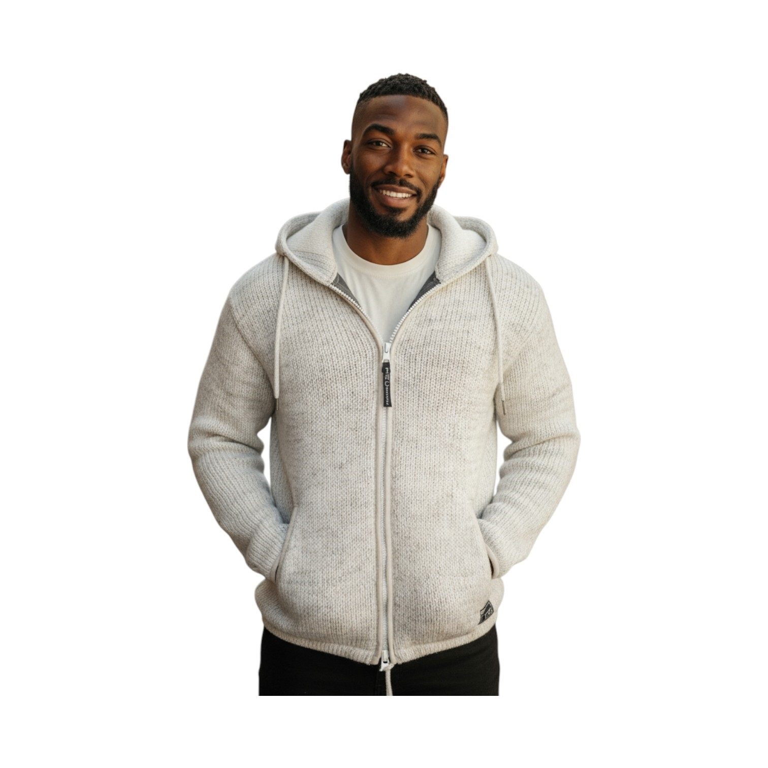 THC Natural Line Strickjacke THC Strickjacke 623 weiß (1 Stück, 1-tlg., 1 Stück) Strickjacke mit abnehmbarer Kapuze
