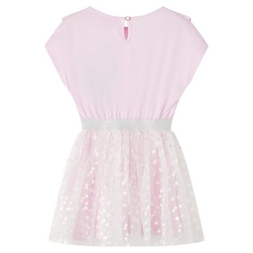 vidaXL A-Linien-Kleid Kinderkleid mit Rüschen und Glänzenden Herzen Hellrosa 116 Kurz