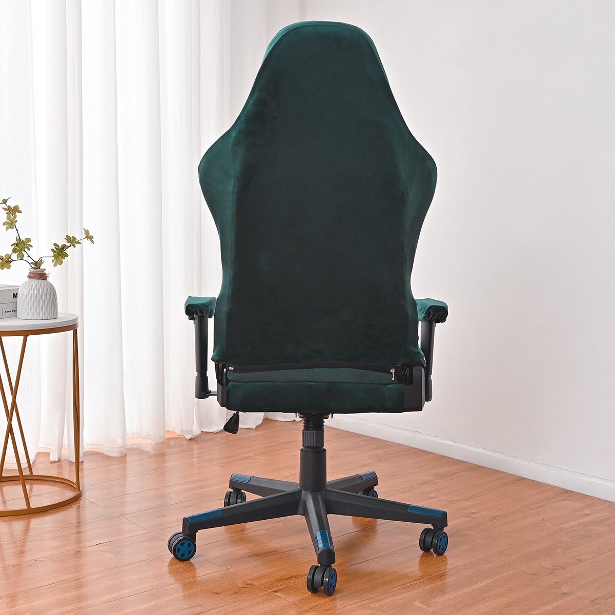 Bürostuhlhusse, HOMEIDEAS, Gaming-Stuhl-Abdeckung, Sessel-Sitzbezug-Schutz Dunkelgrün