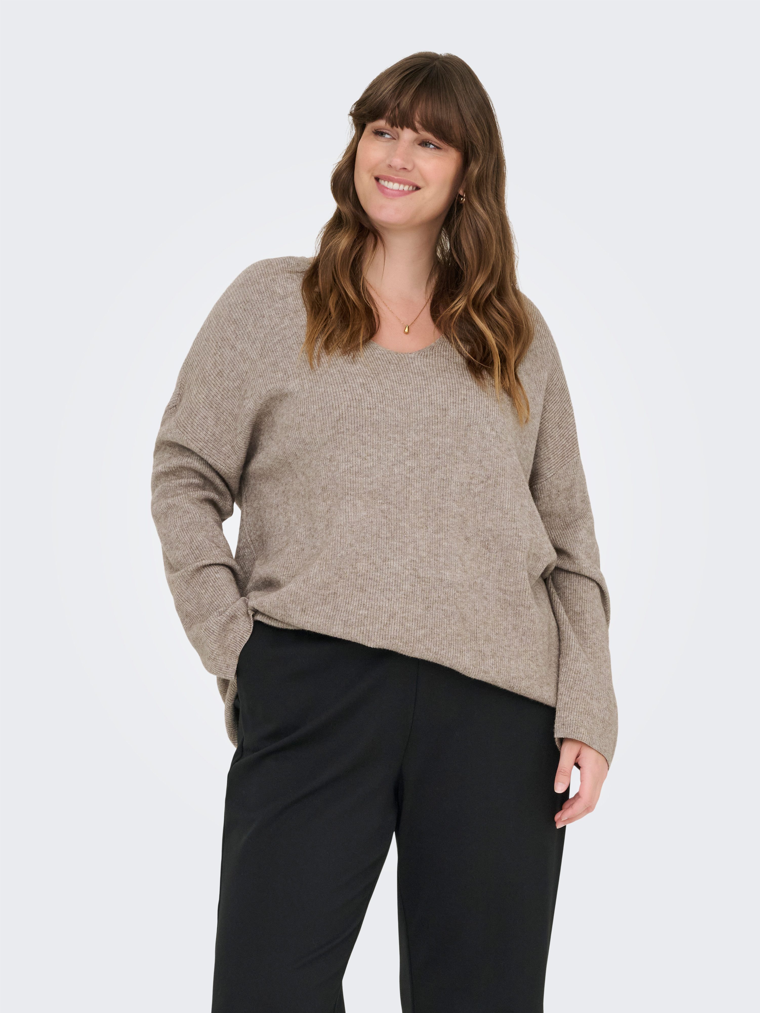 ONLY CARMAKOMA V-Ausschnitt-Pullover CARIBI LS RIB LOOSE V-NECK CC KNT günstig online kaufen