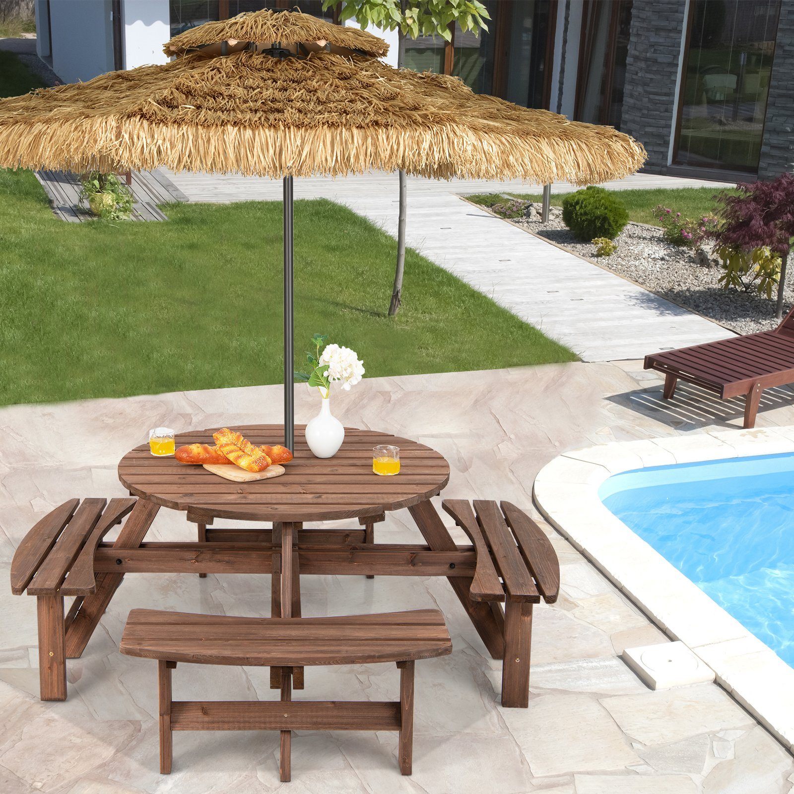 COSTWAY Gartentisch, Picknicktisch mit 4 Bänken, günstig online kaufen
