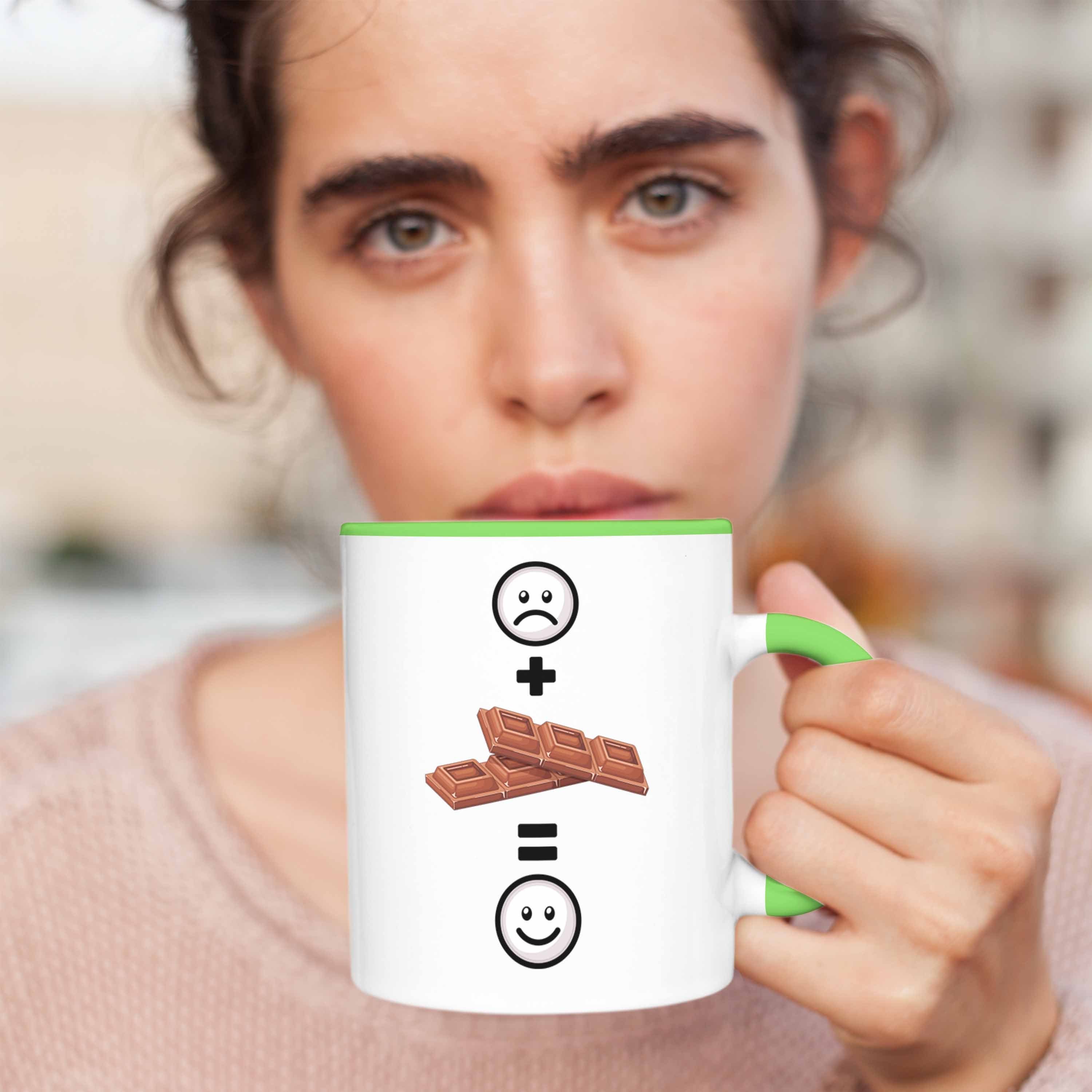 für Schoko-Liebhaber Lustige Geschenkidee Tasse Trendation Tasse Schokolade Geschenk :( Grün