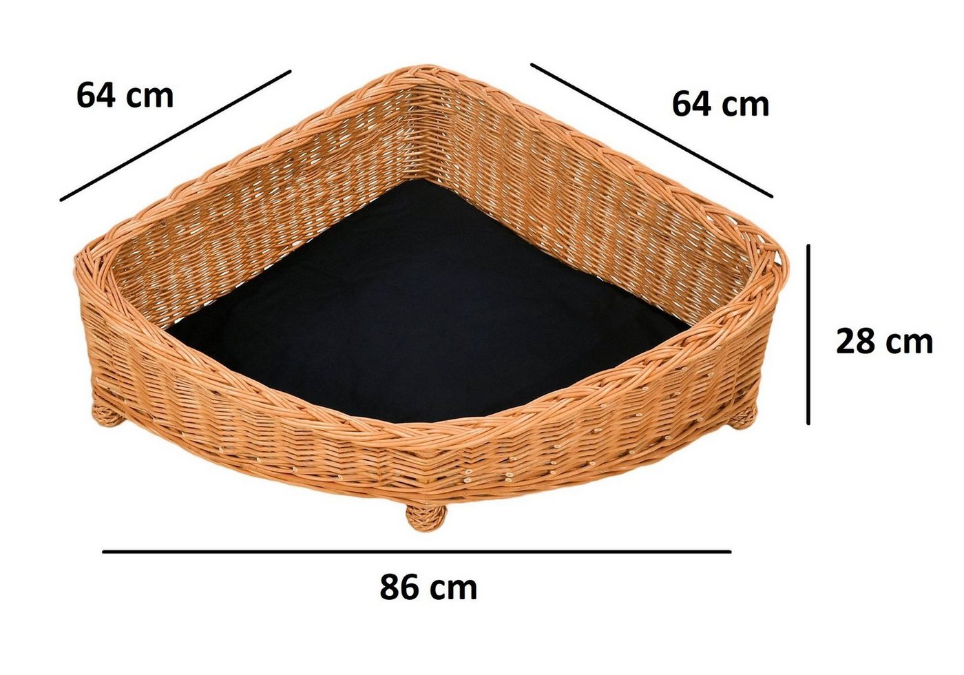 Thumbnail - MyBer® Katzenliege Hundeliege Katzenbett Hundebett Haustier Sofa Liege Bett aus Weide, braun geflochten mit Kissen 64x64...
